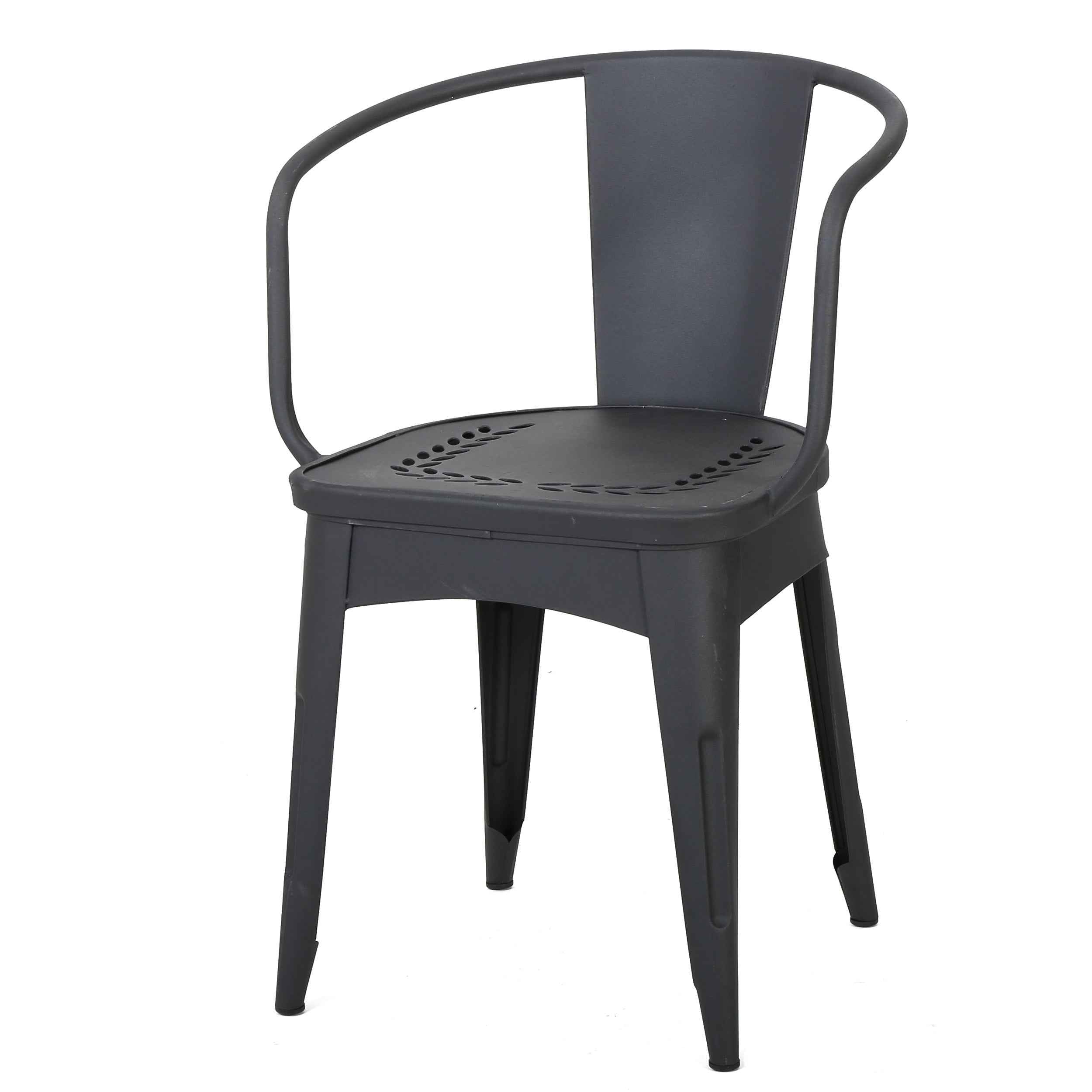 Ambrosia 3-piece Bistro Set with Leaf Motifs Top and Seat, Black