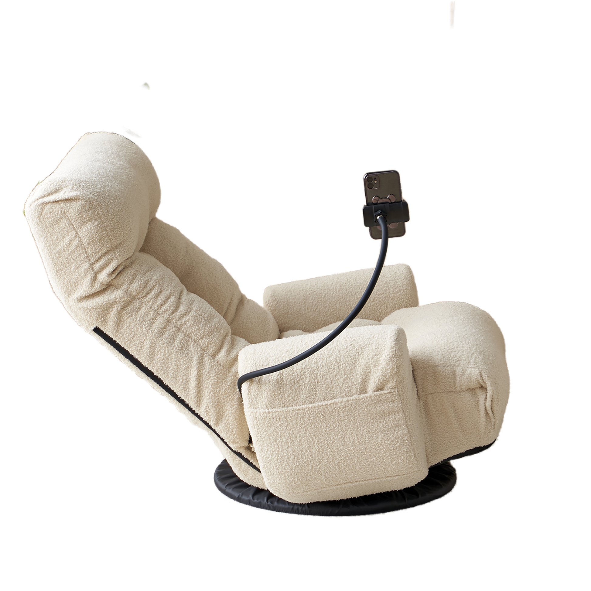 Adjustable Beige Swivel Lounge Chair with 360-Degree Rotating Seat and Headrest Support, Leisure Chair Deck Chair - Game Chair for Living Room