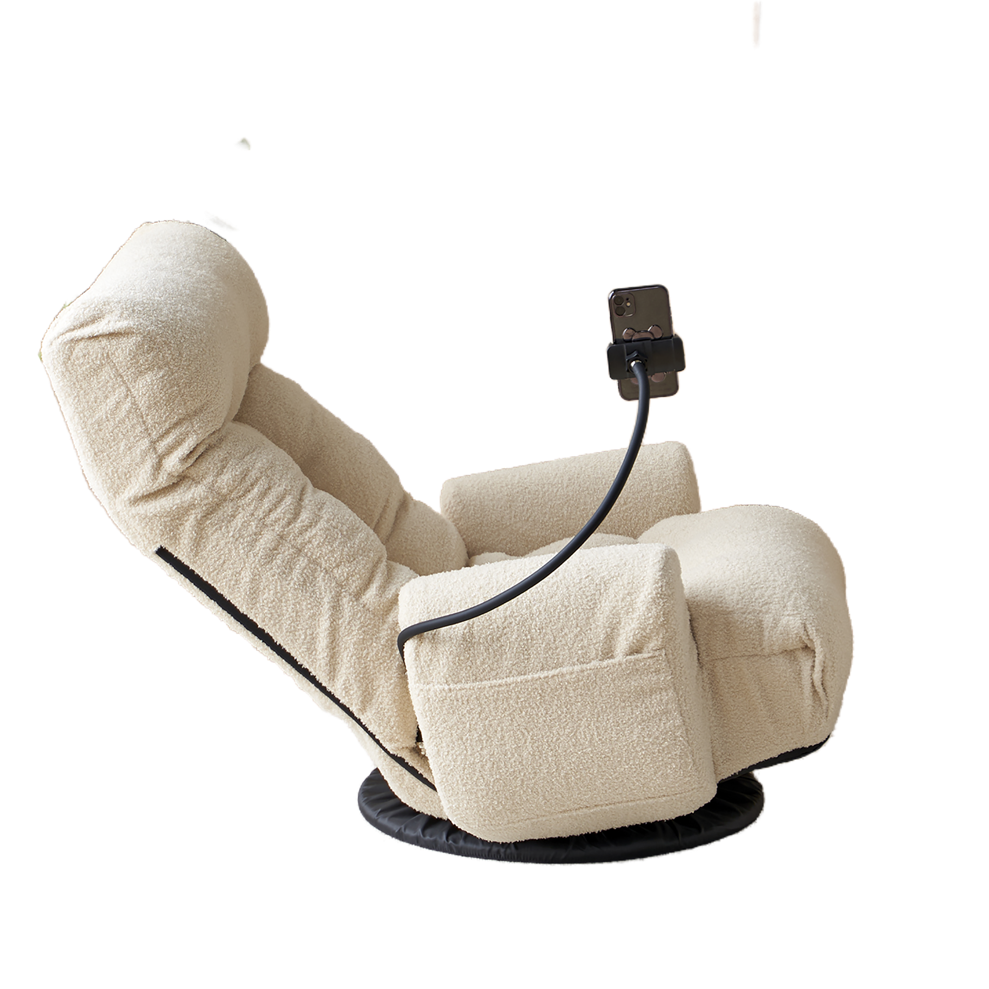 Adjustable Beige Swivel Lounge Chair with 360-Degree Rotating Seat and Headrest Support, Leisure Chair Deck Chair - Game Chair for Living Room