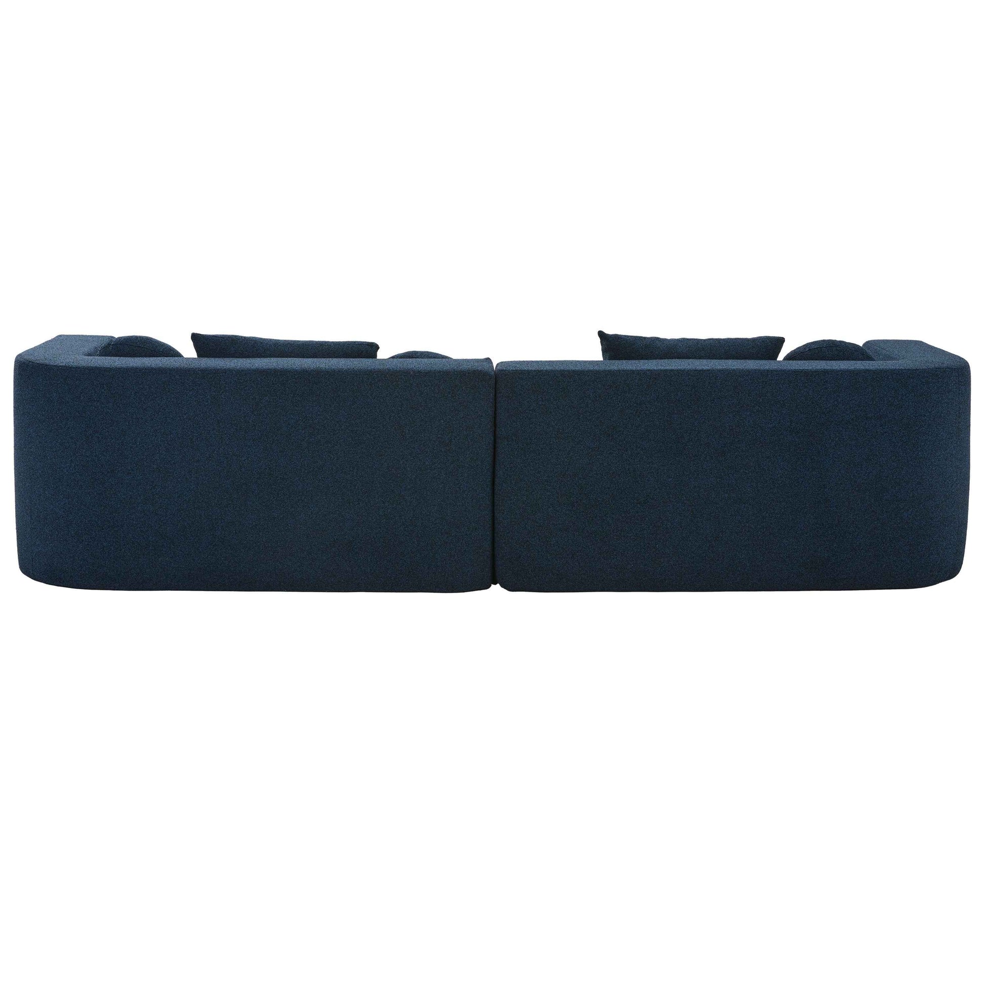 Boneless Couch Modular Sectional Sofa with Deep Seating and Curved Design in Blue Boucle, 114.9 Inches