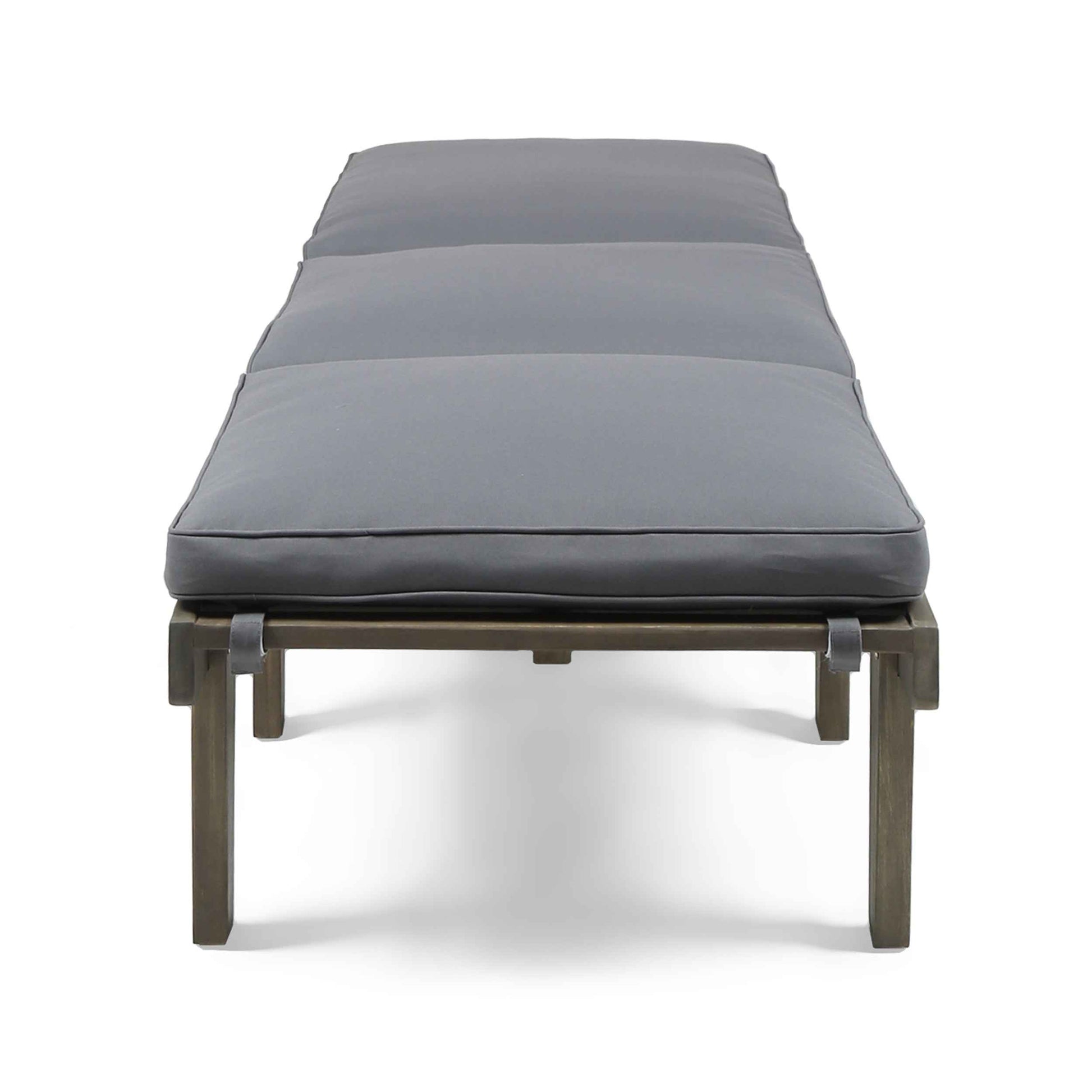 ARIANA KD Wooden Chaise Lounge with Cushion, Stylish Outdoor Relaxation, Grey Acacia Wood, 78.75 Inches