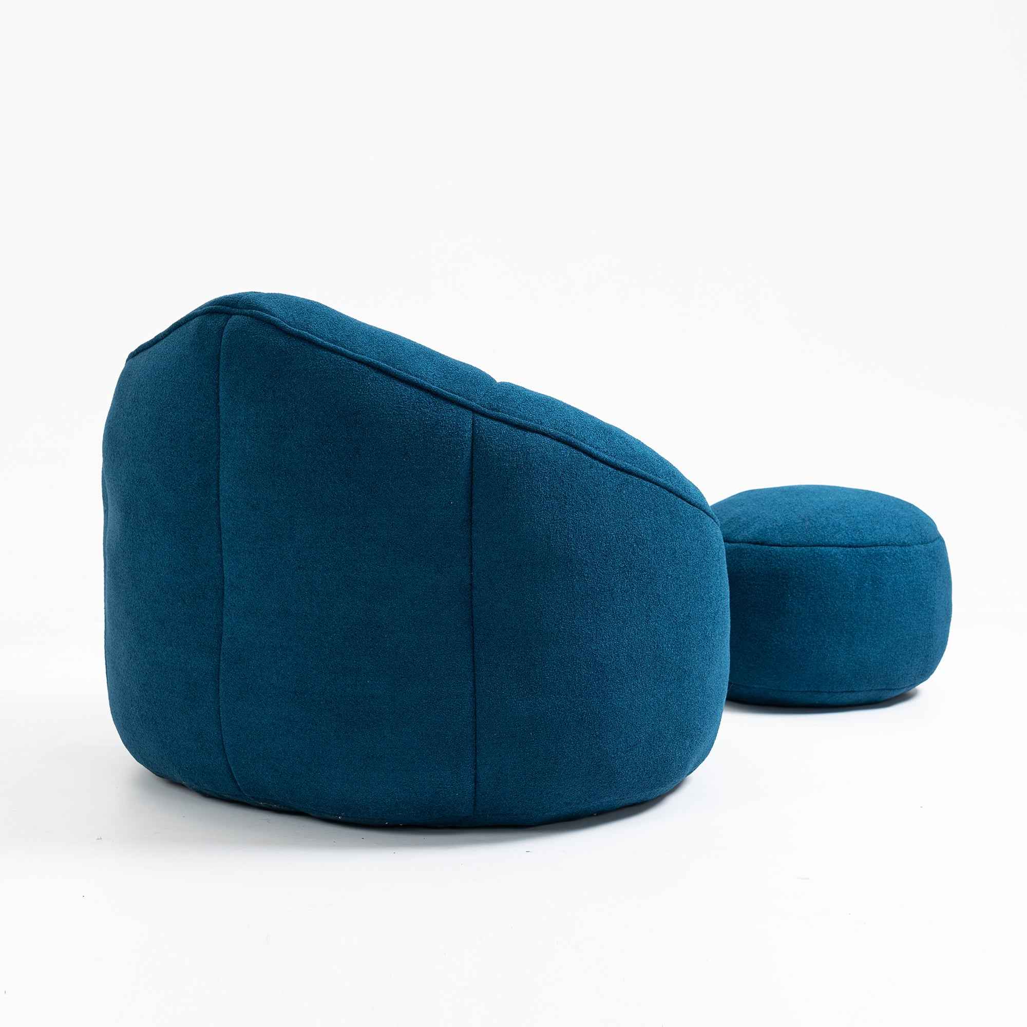 Bedding Bean Bag Sofa Chair with High-Pressure Foam and Footrest, Blue Microfiber