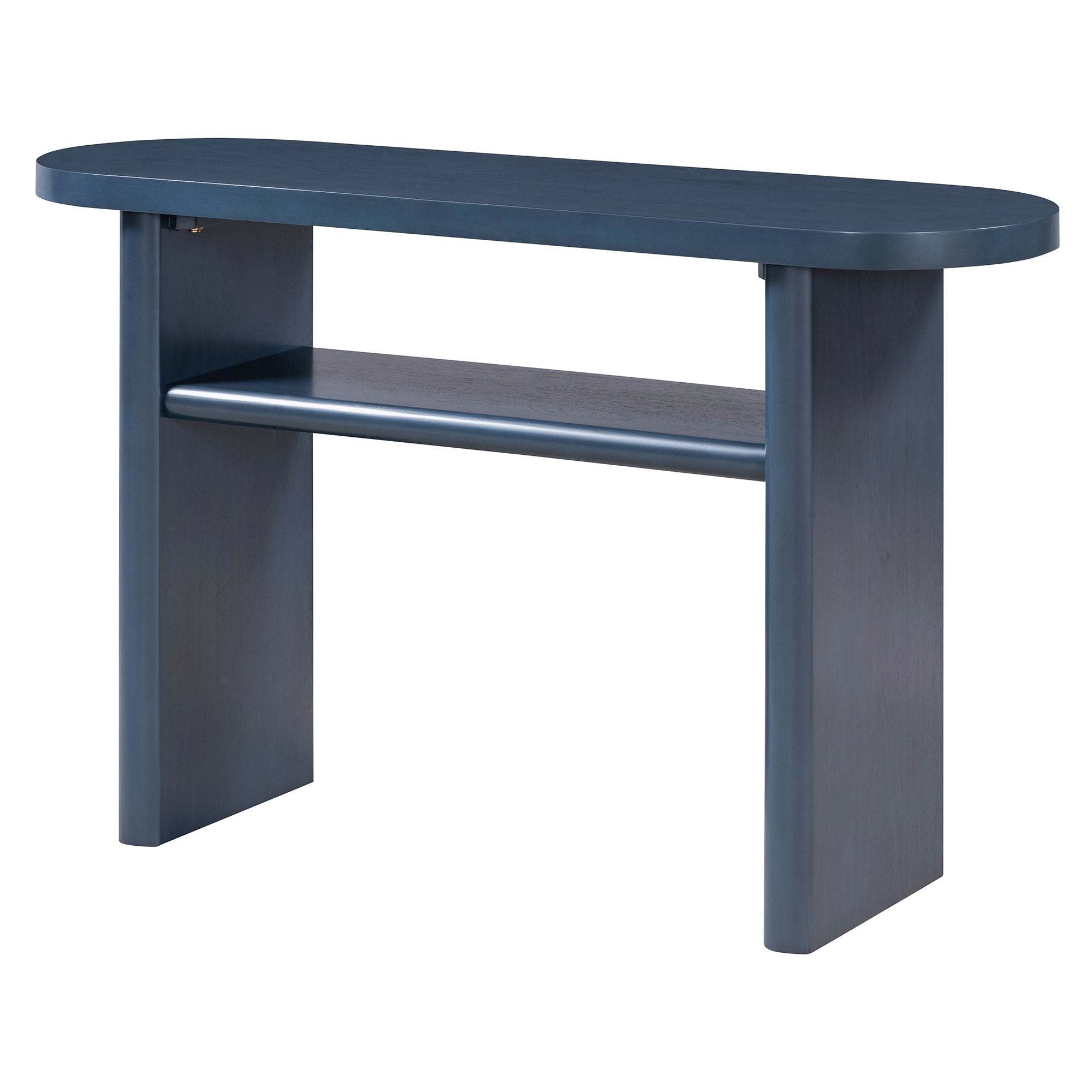 TREXM Elegant Minimalist Console Table with Rounded Edges and Sturdy Shelf Design for Entryway, Living Room(Navy)