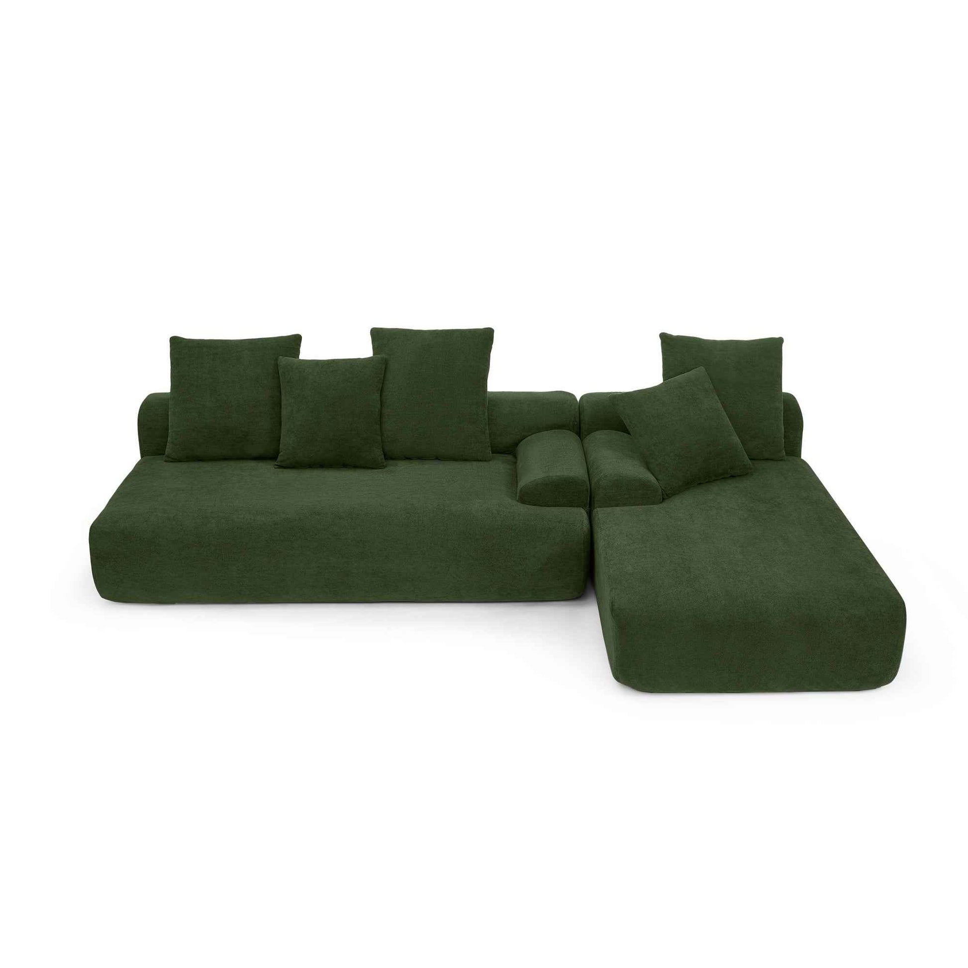 110.25x67'' Modern Upholstered L-Shape Sectional Sofa Couch, Modular Compressed Sofa with Free Combination for Living Room Bedroom, Melange Velvet, Green