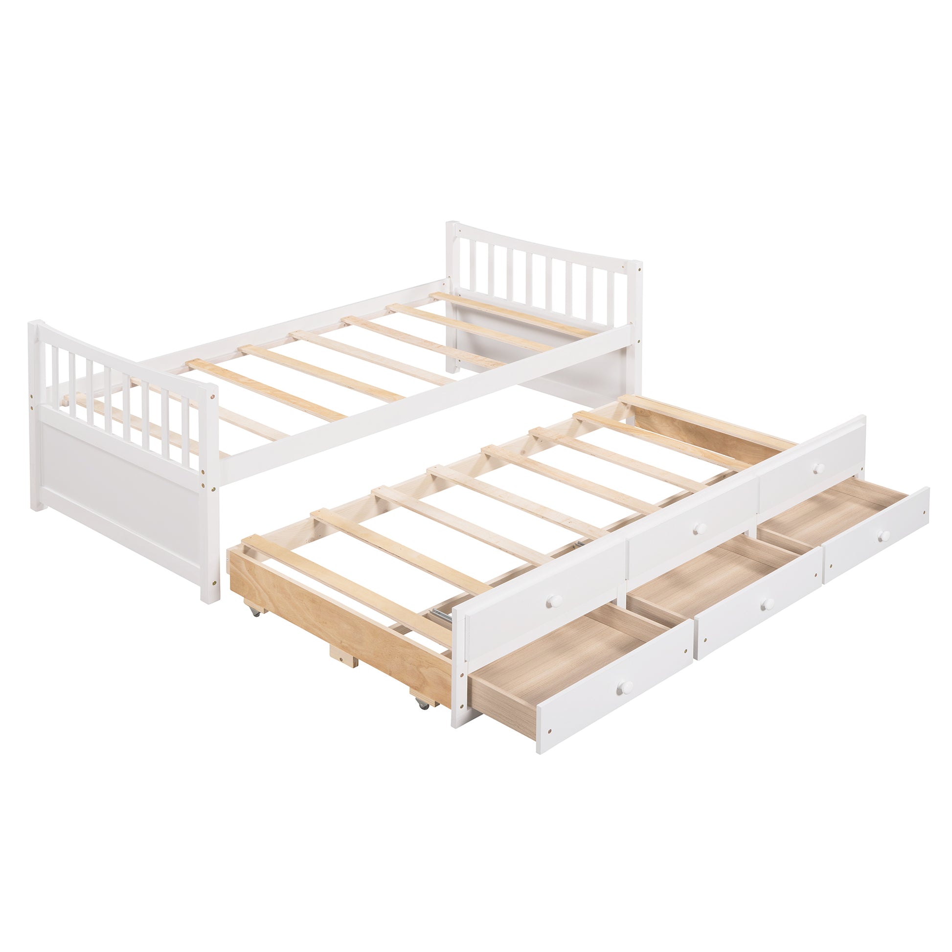 Daybed with Trundle and Drawers, Twin Size, White(OLD SKU: LP0000141KAA) - Abrihome