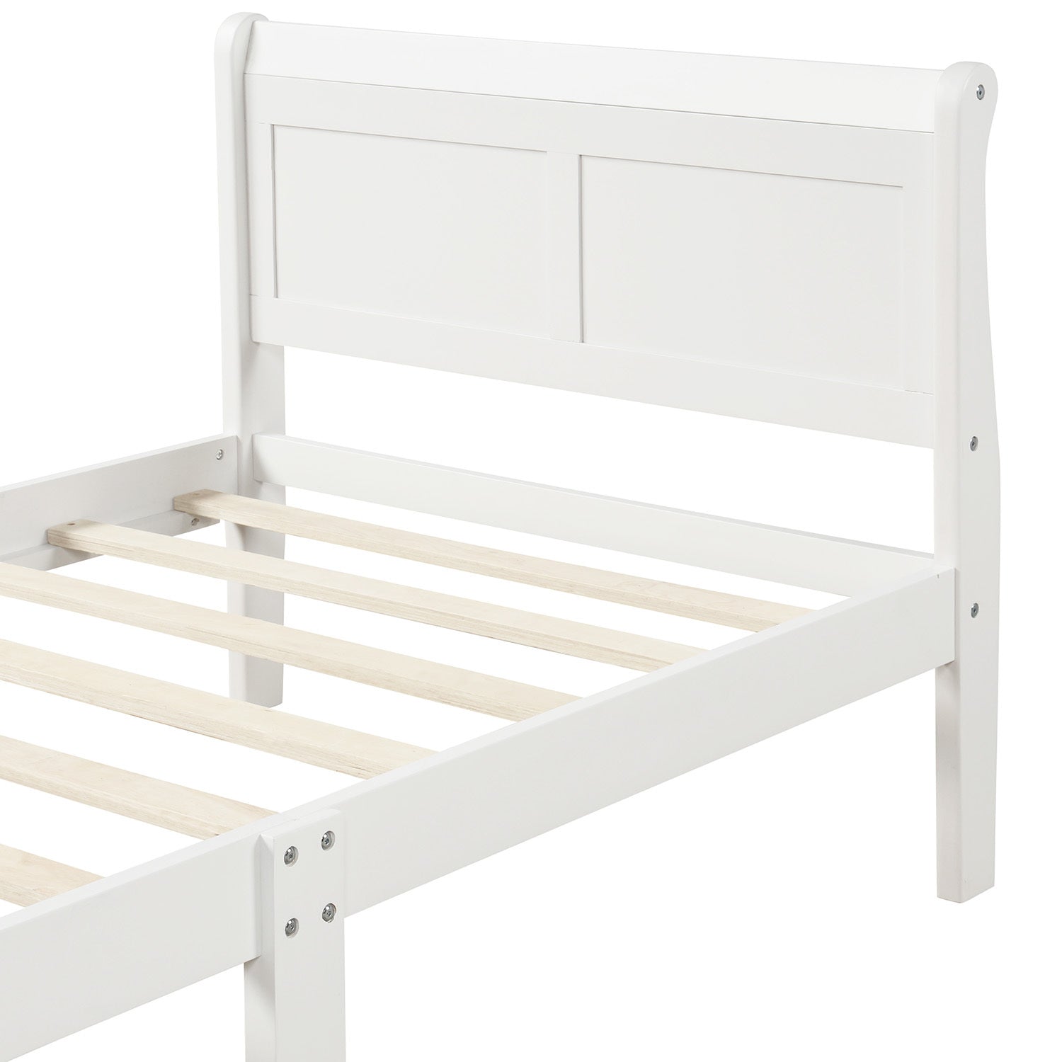 Wood Platform Bed Twin Bed Frame Mattress Foundation Sleigh Bed with Headboard/Footboard/Wood Slat Support