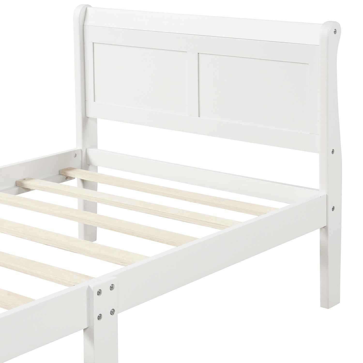 Wood Platform Bed Twin Bed Frame Mattress Foundation Sleigh Bed with Headboard/Footboard/Wood Slat Support