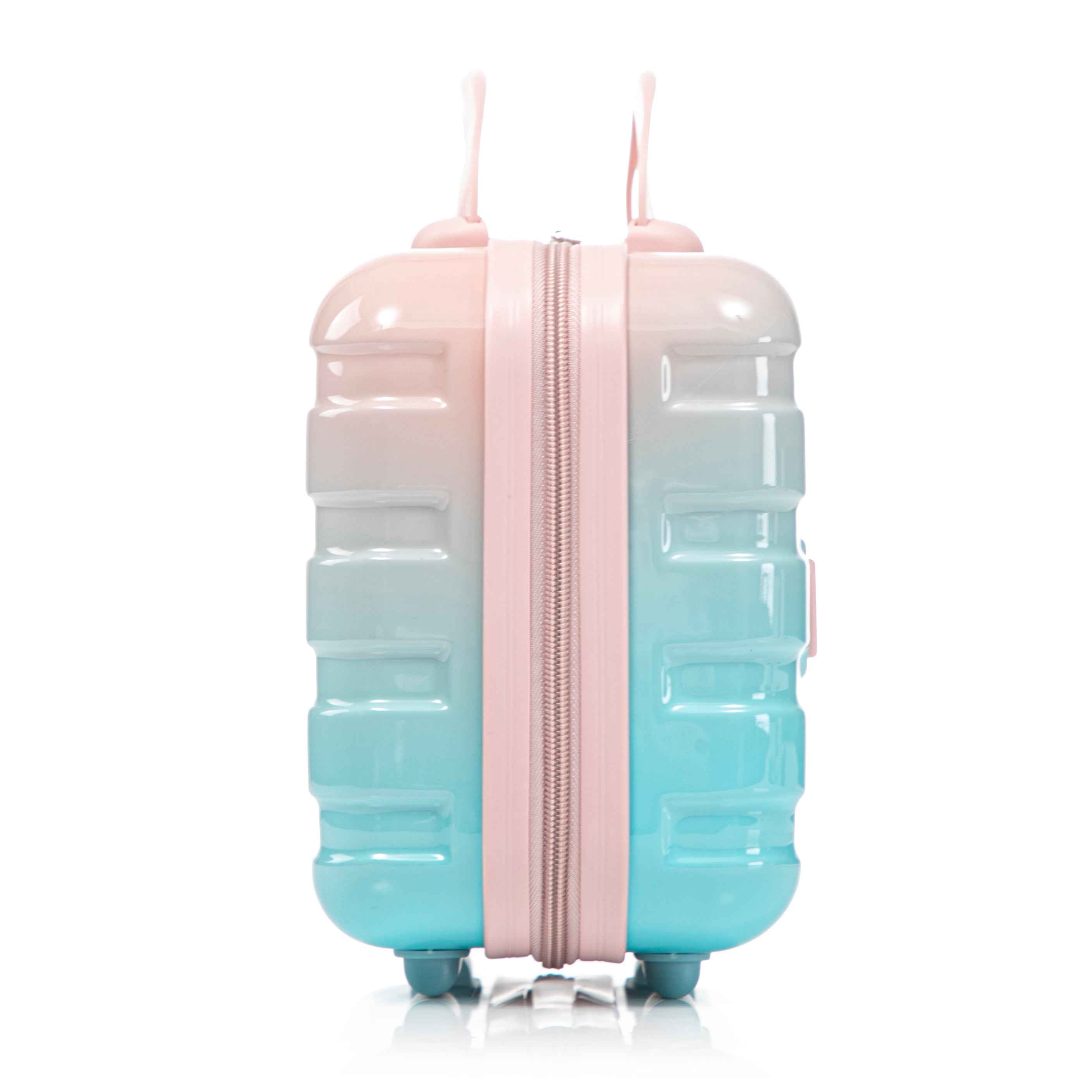 14'/20' 2 pcs/set in PC Spinner Wheel Luggage, Carry on Suitcase, With Gradient Color and Combination Lock(Blue+Pink)