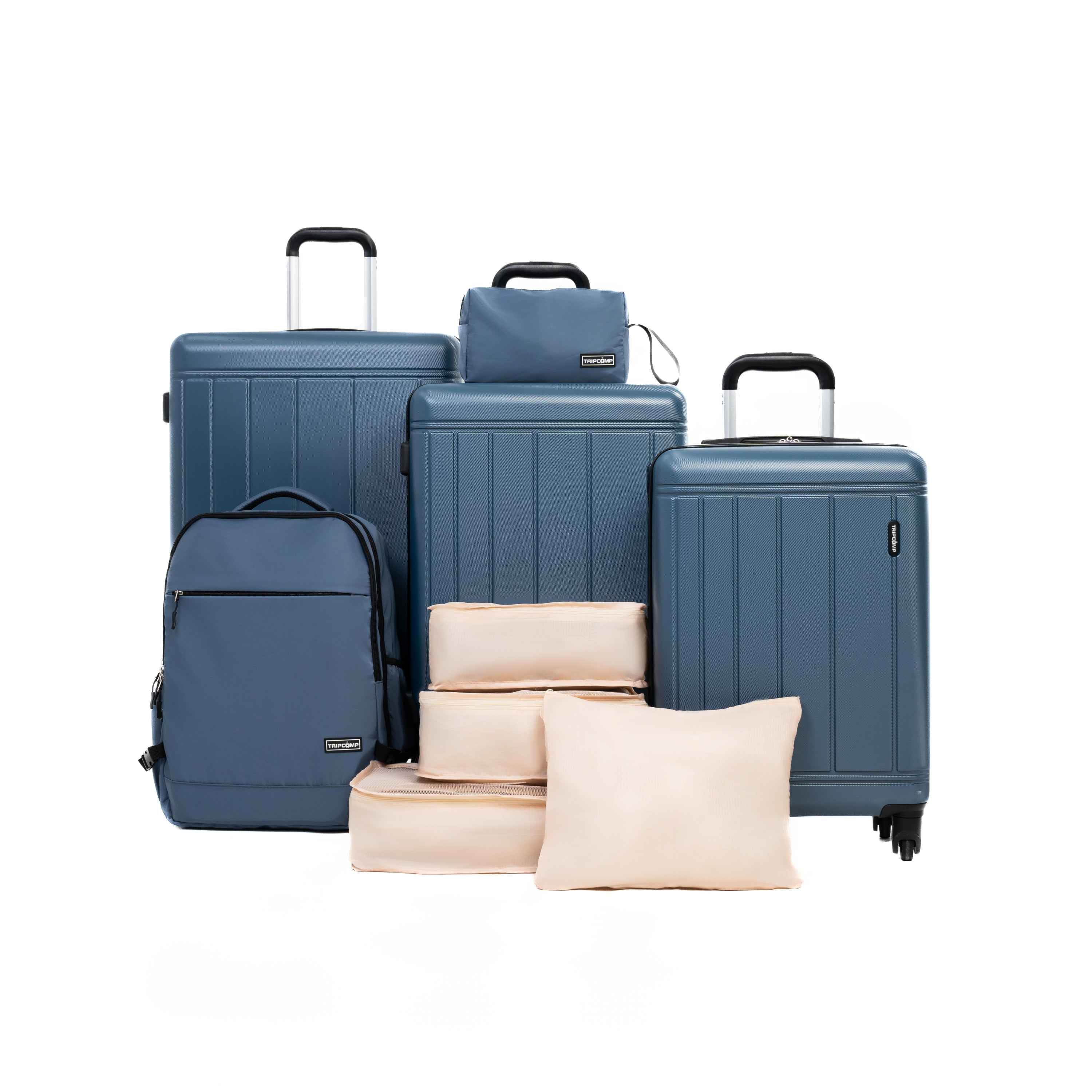 9-Piece Set (20'24'28 + a backpack, a toiletry bag, and 4 storage bags) ,ABS+PC Hardshell Carry on Luggage Set with TSA Lock Carry On Suitcase Luggage Durable Suitcase Color BLUE