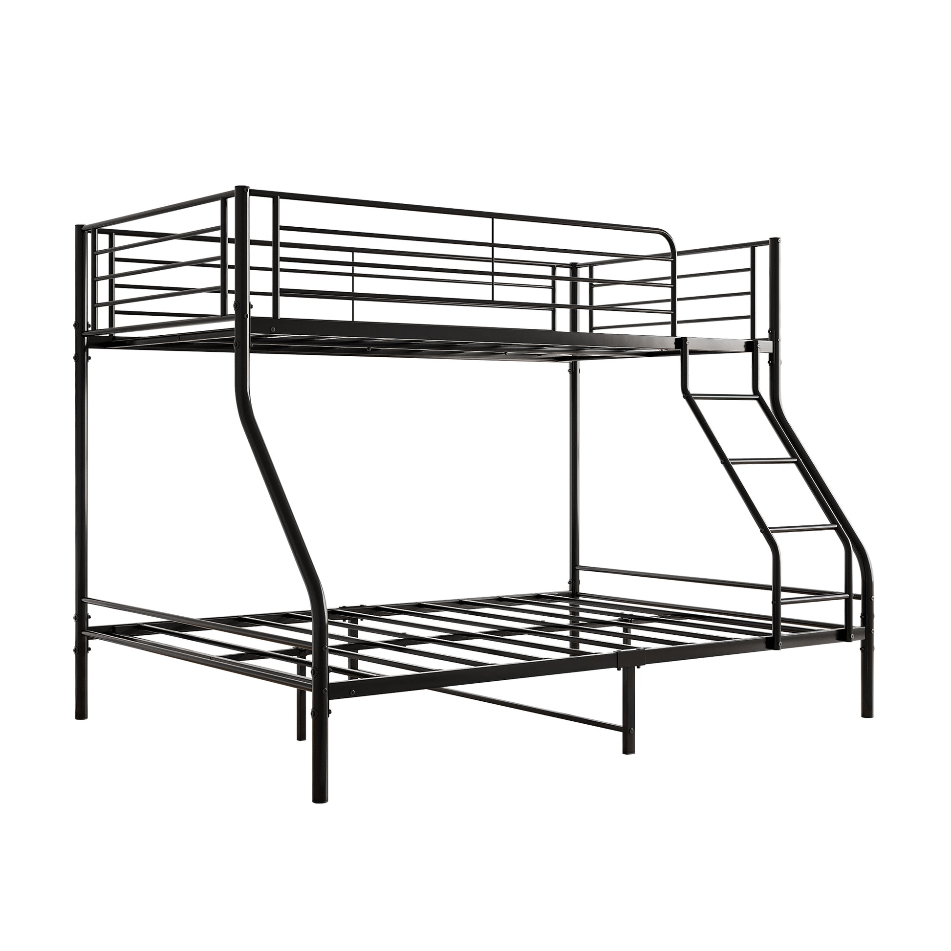 Heavy Duty Twin-Over-Full Metal Bunk Bed, Easy Assembly with Enhanced Upper-Level Guardrail, Black - Abrihome