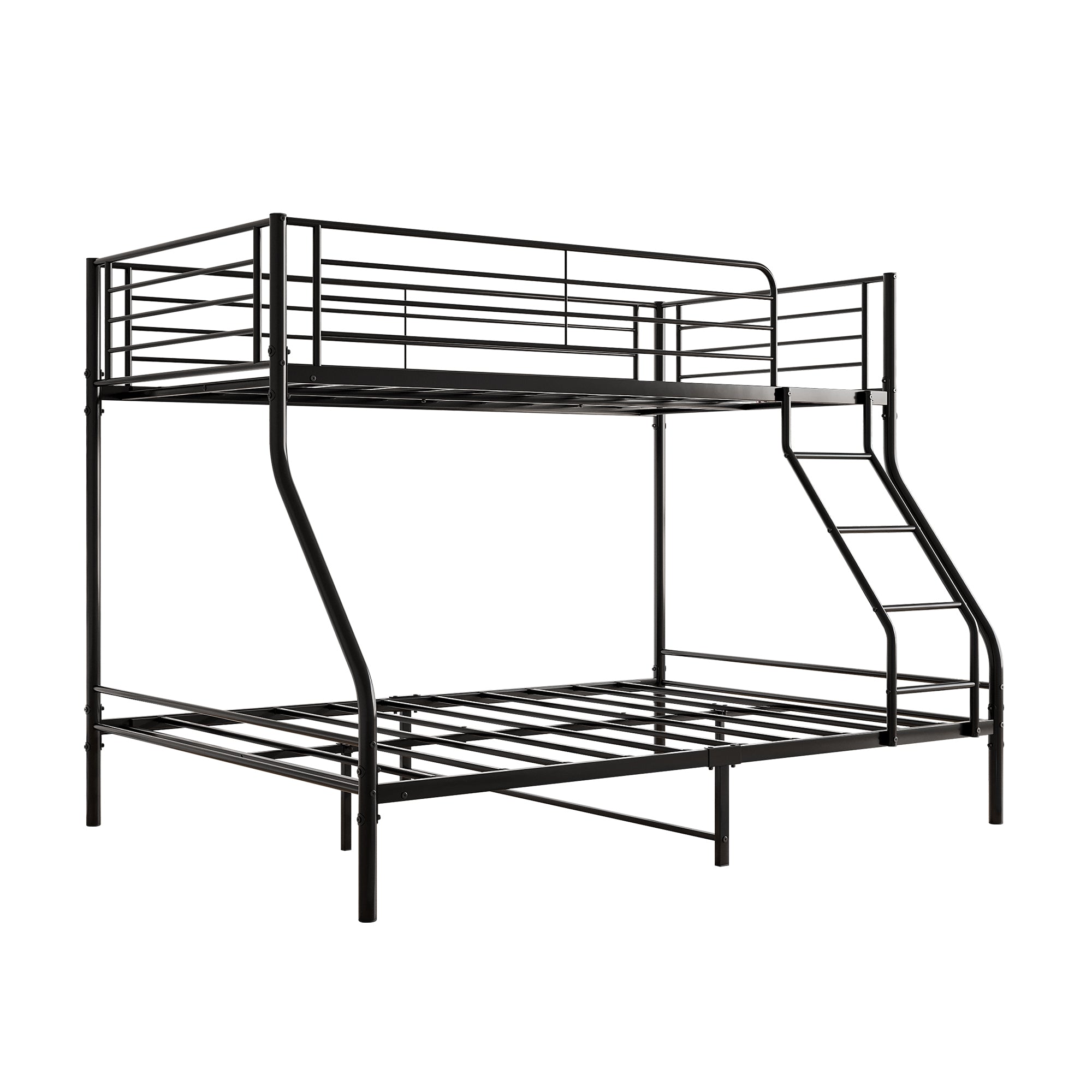 Heavy Duty Twin-Over-Full Metal Bunk Bed, Easy Assembly with Enhanced Upper-Level Guardrail, Black - Abrihome