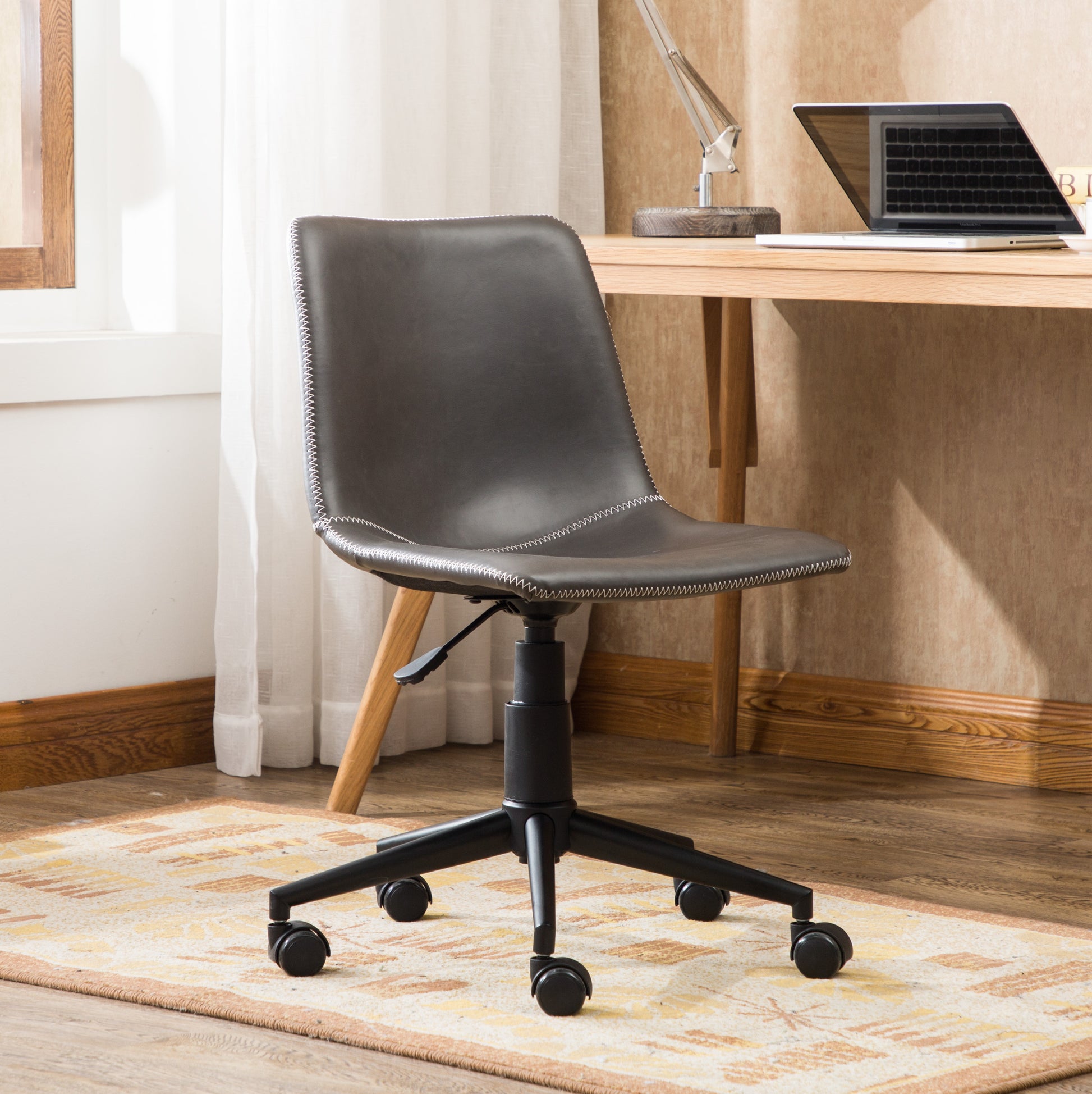 Cesena Faux Leather 360 Swivel Air Lift Office Chair, Antique Gray - Abrihome