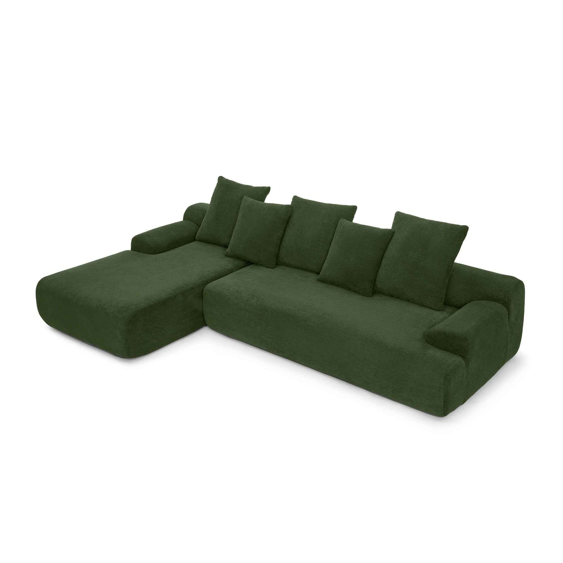 110.25x67'' Modern Upholstered L-Shape Sectional Sofa Couch, Modular Compressed Sofa with Free Combination for Living Room Bedroom, Melange Velvet, Green