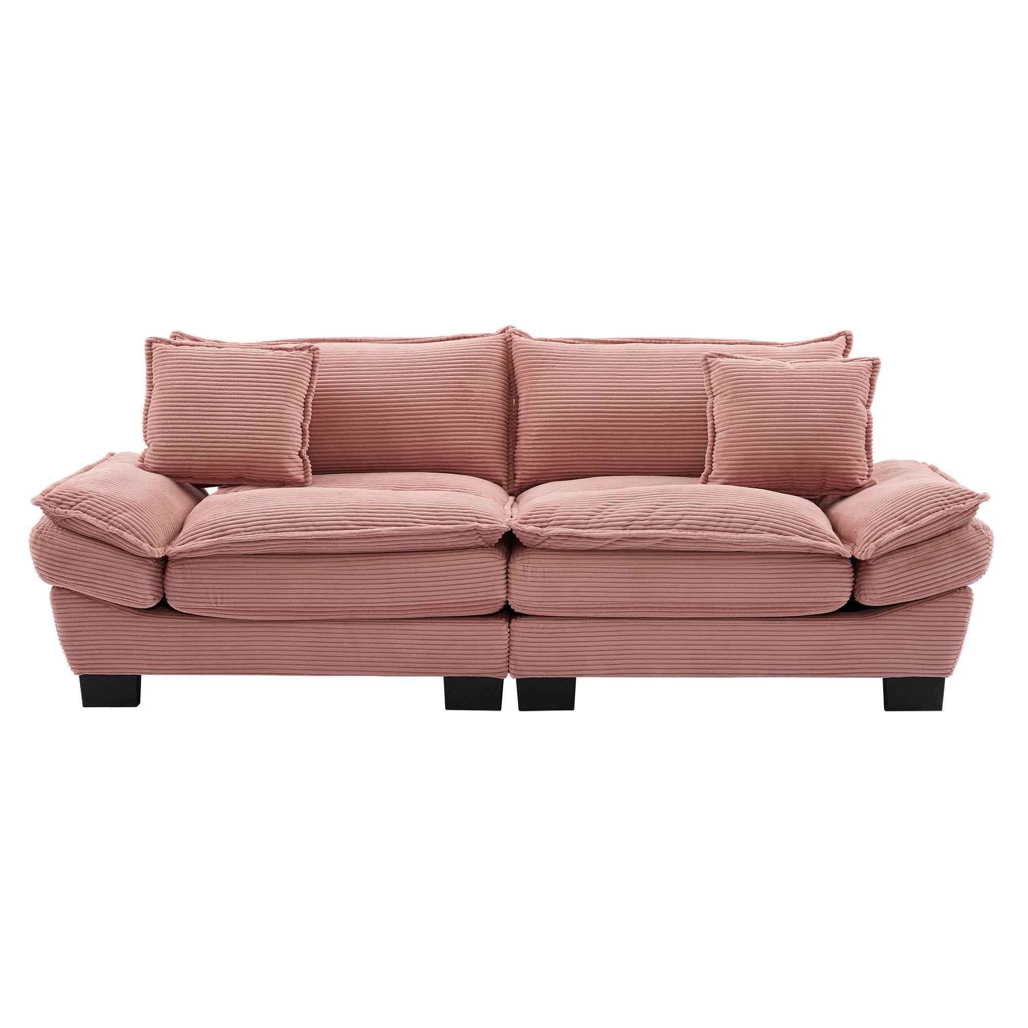 Corduroy Sofa Sleeper Couch Loveseat Sofa with Pillows Comfy Upholstered Deep Seat Sofa for Bedroom,Living Room,Apartment,Office,Dorm-Pink Corduroy