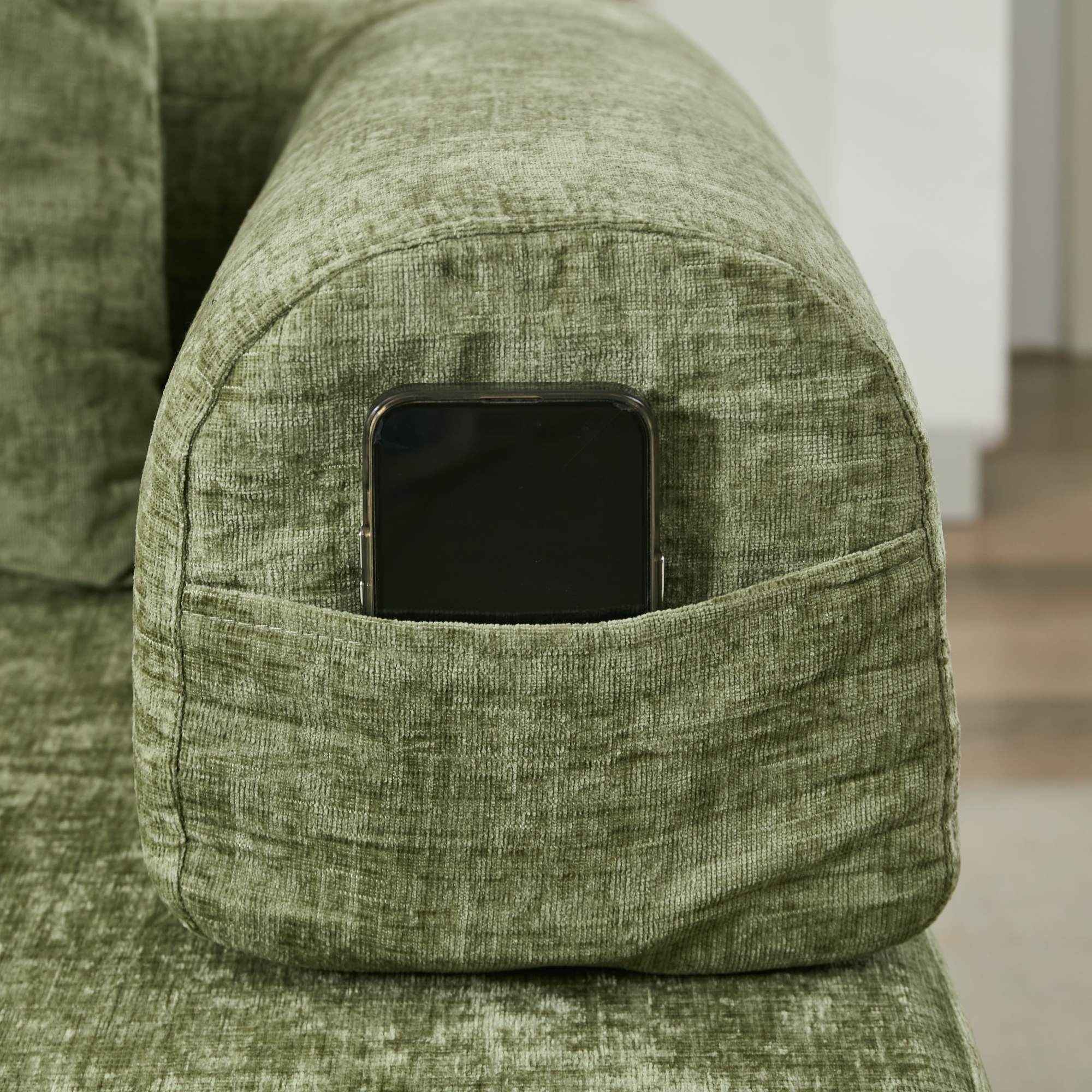 Comfy Convertible Folding Mattress Couch, Floor Sofa Bed, Chenille Floor Sofa with Armrest, Floor Sofa Lounge Couch for Living Room Bedroom Lounge Studio-Green