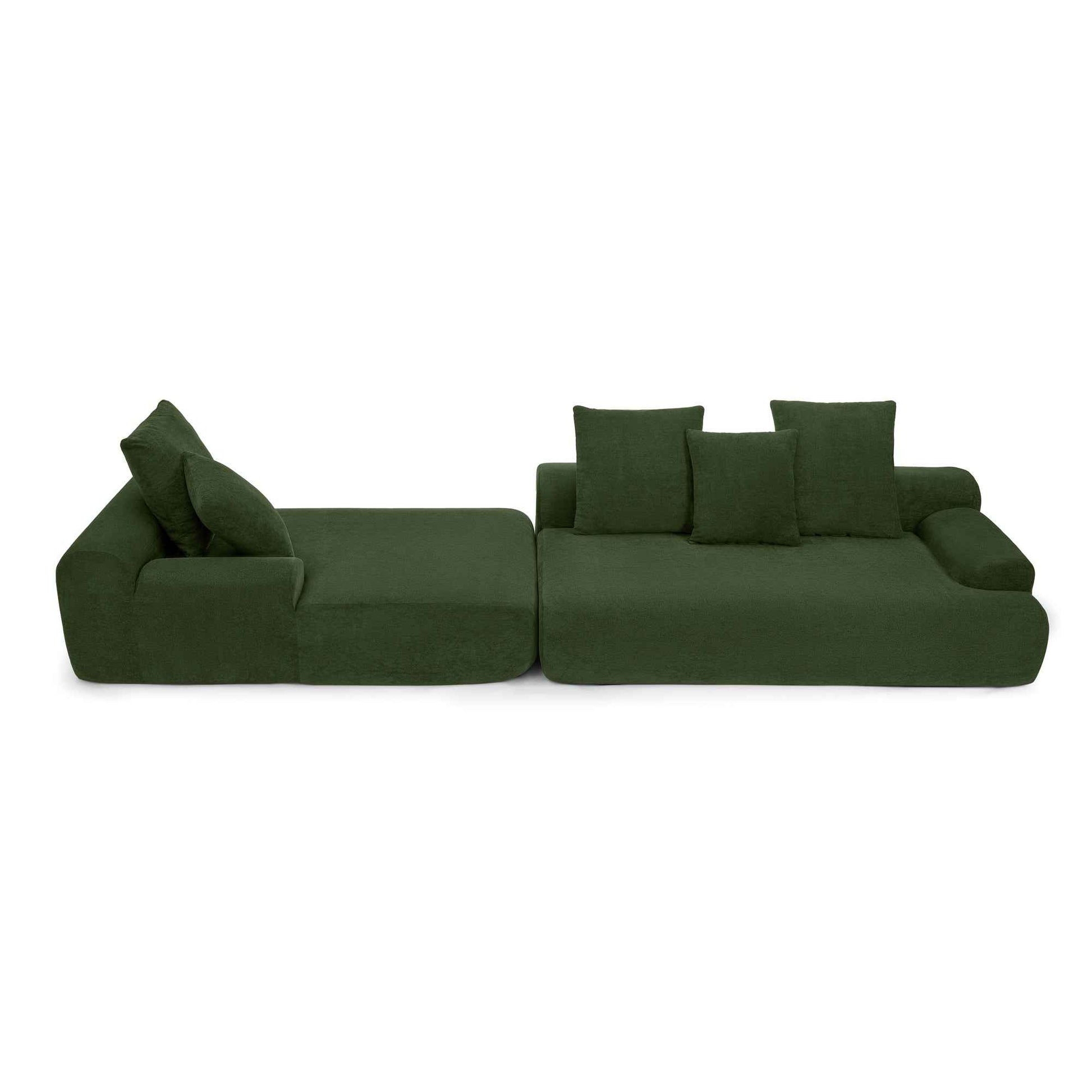 110.25x67'' Modern Upholstered L-Shape Sectional Sofa Couch, Modular Compressed Sofa with Free Combination for Living Room Bedroom, Melange Velvet, Green