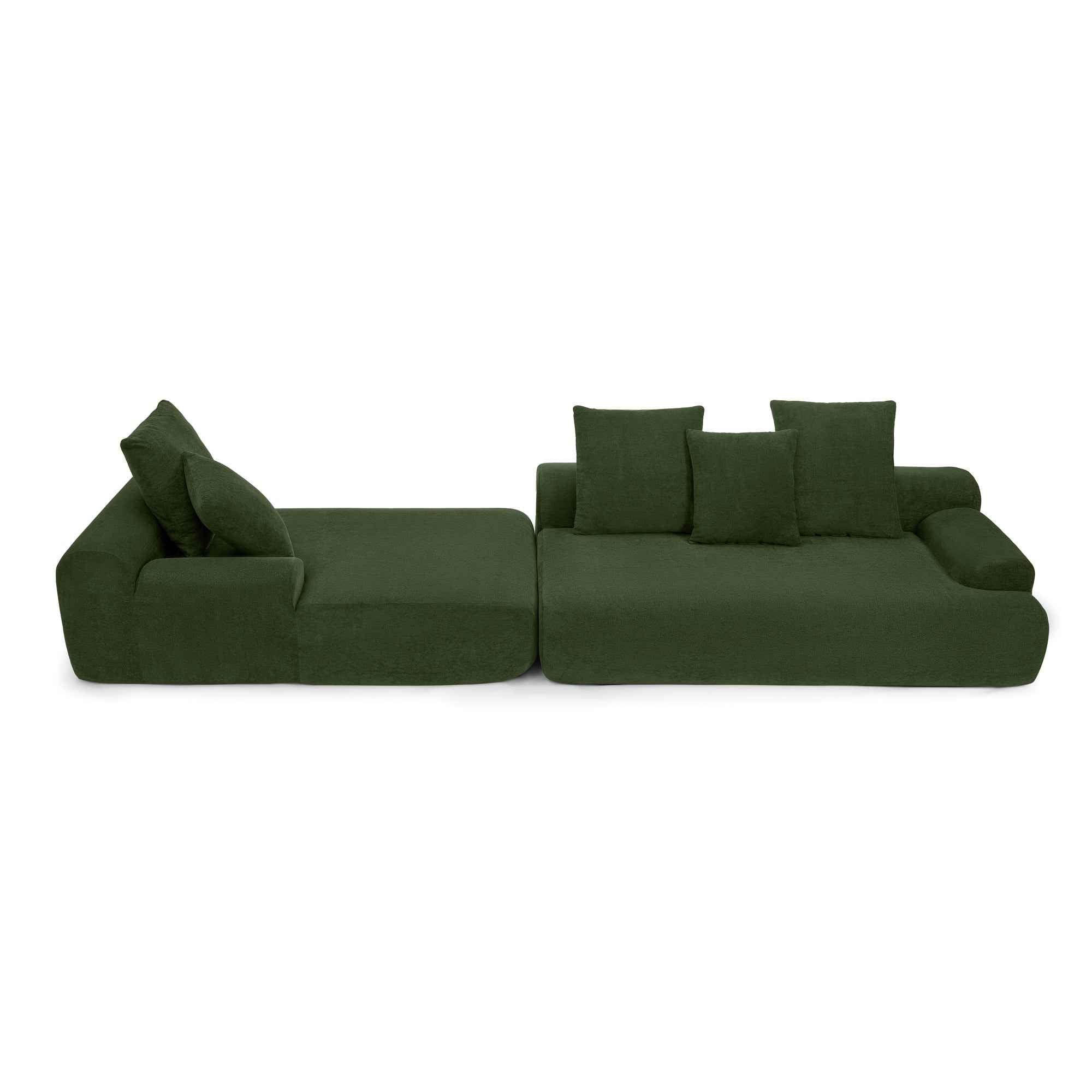 110.25x67'' Modern Upholstered L-Shape Sectional Sofa Couch, Modular Compressed Sofa with Free Combination for Living Room Bedroom, Melange Velvet, Green