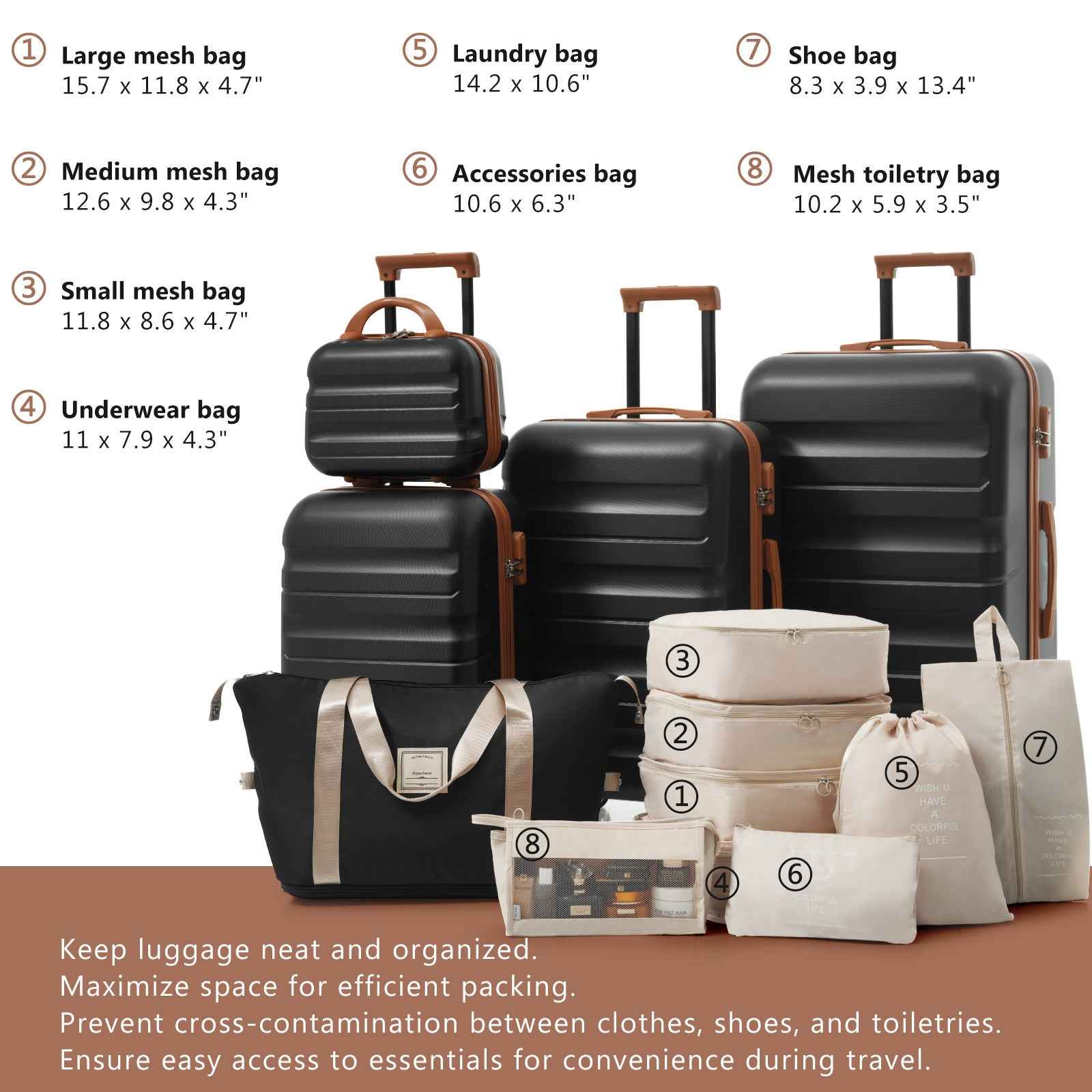 Hardshell ABS Luggage Set - Lightweight & Durable Suitcases with Dual Spinner Wheels, Carry-On & Check-In Sizes for Travel & Business