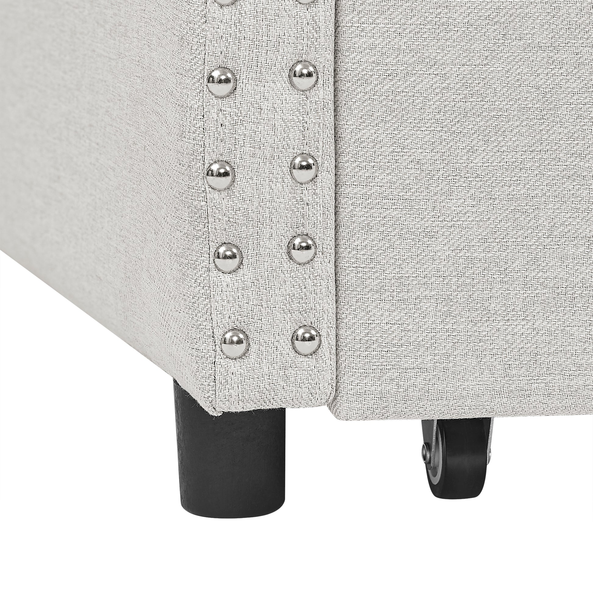 Twin Size Daybed with Drawers Upholstered Tufted Sofa Bed, with Button on Back and Copper Nail on Waved Shape Arms, Beige(81.5''x41''x30.5'') - Abrihome