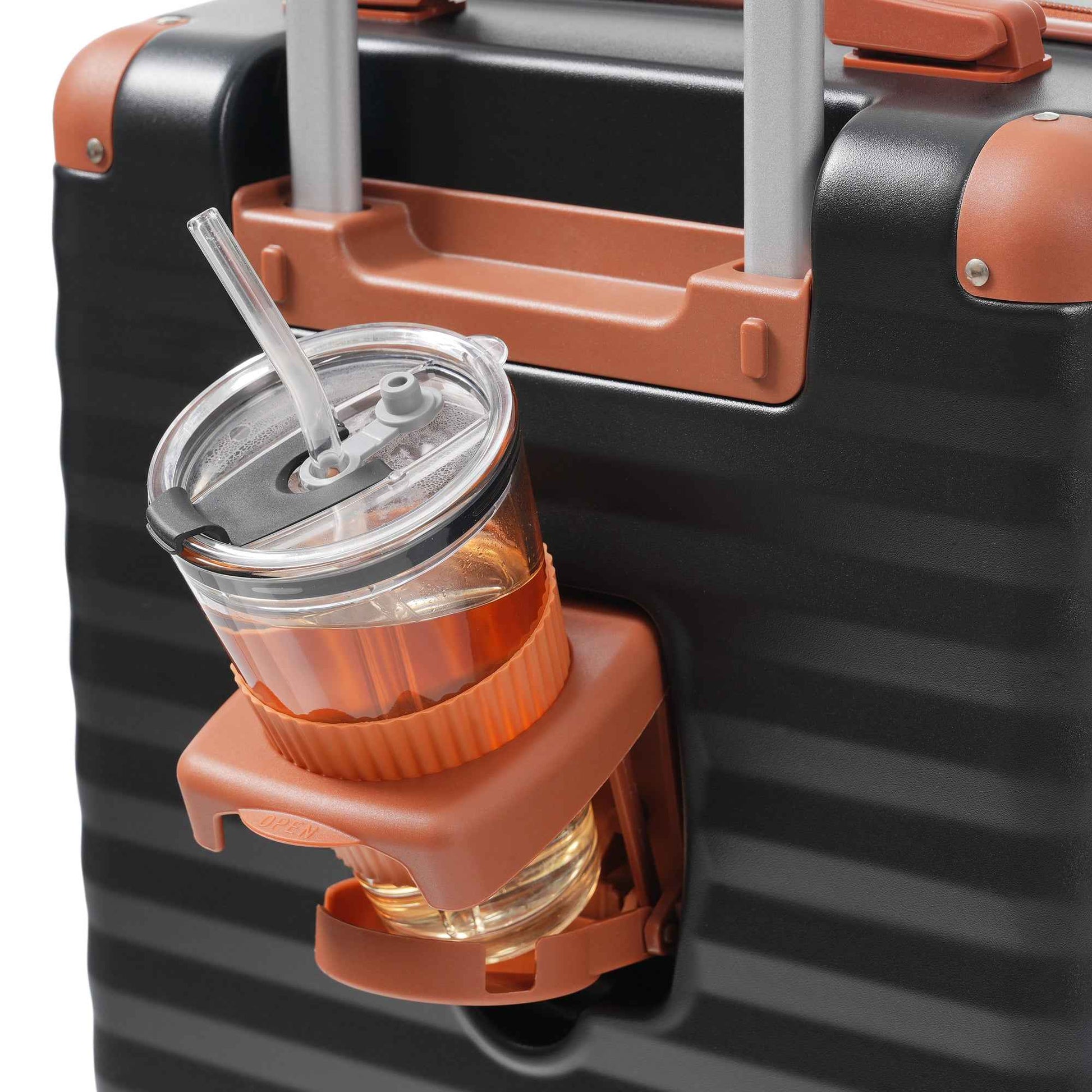 Luggage Sets 5 Piece with Front Opening , Hardside Expandable Carry on Suitcase with Spinner Wheels TSA Lock USB Port  Cup Holder Duffel Bag and Toiletry Bag