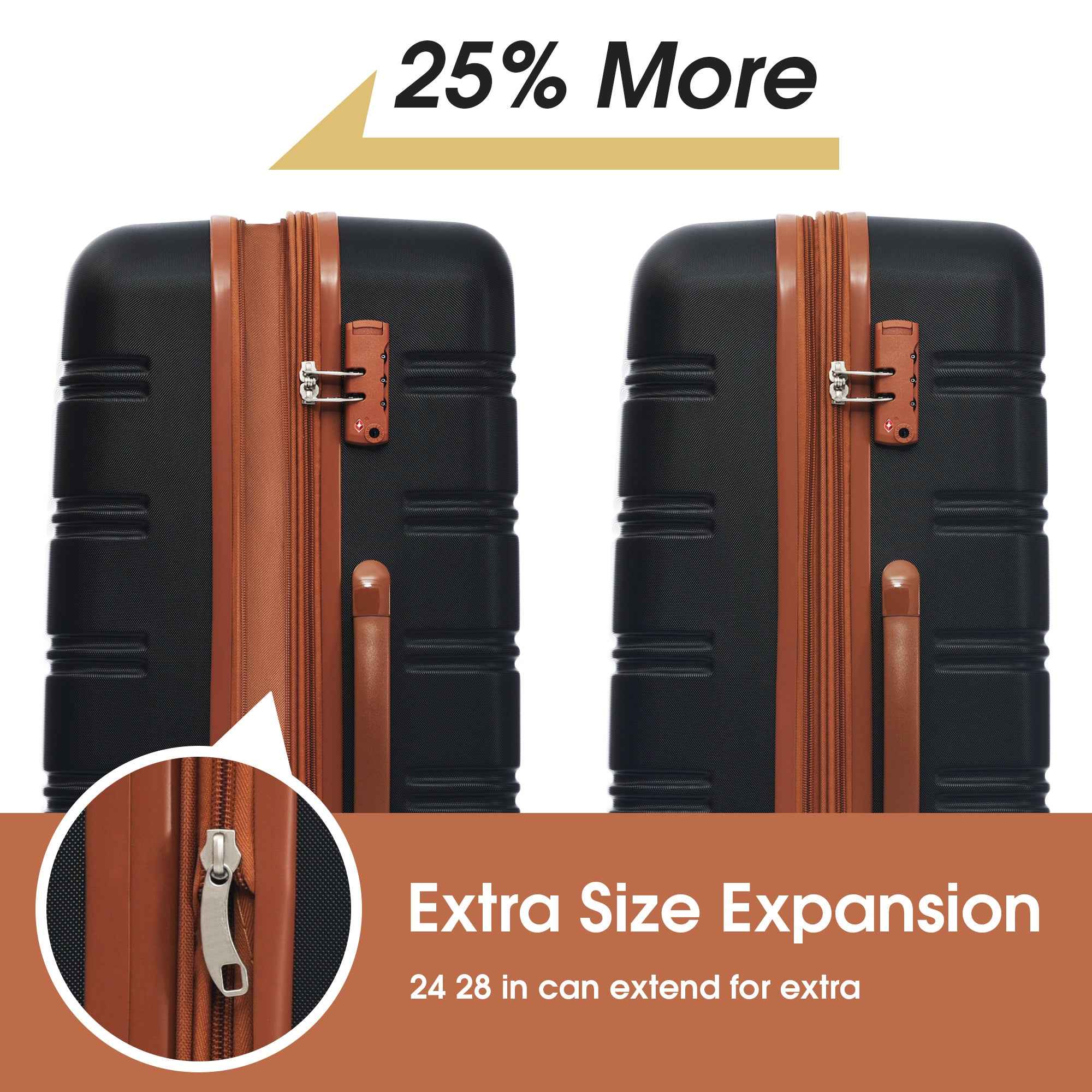 Hardshell Luggage Sets 2Pcs + Bag Spinner Suitcase with TSA Lock Lightweight 20' + 28'