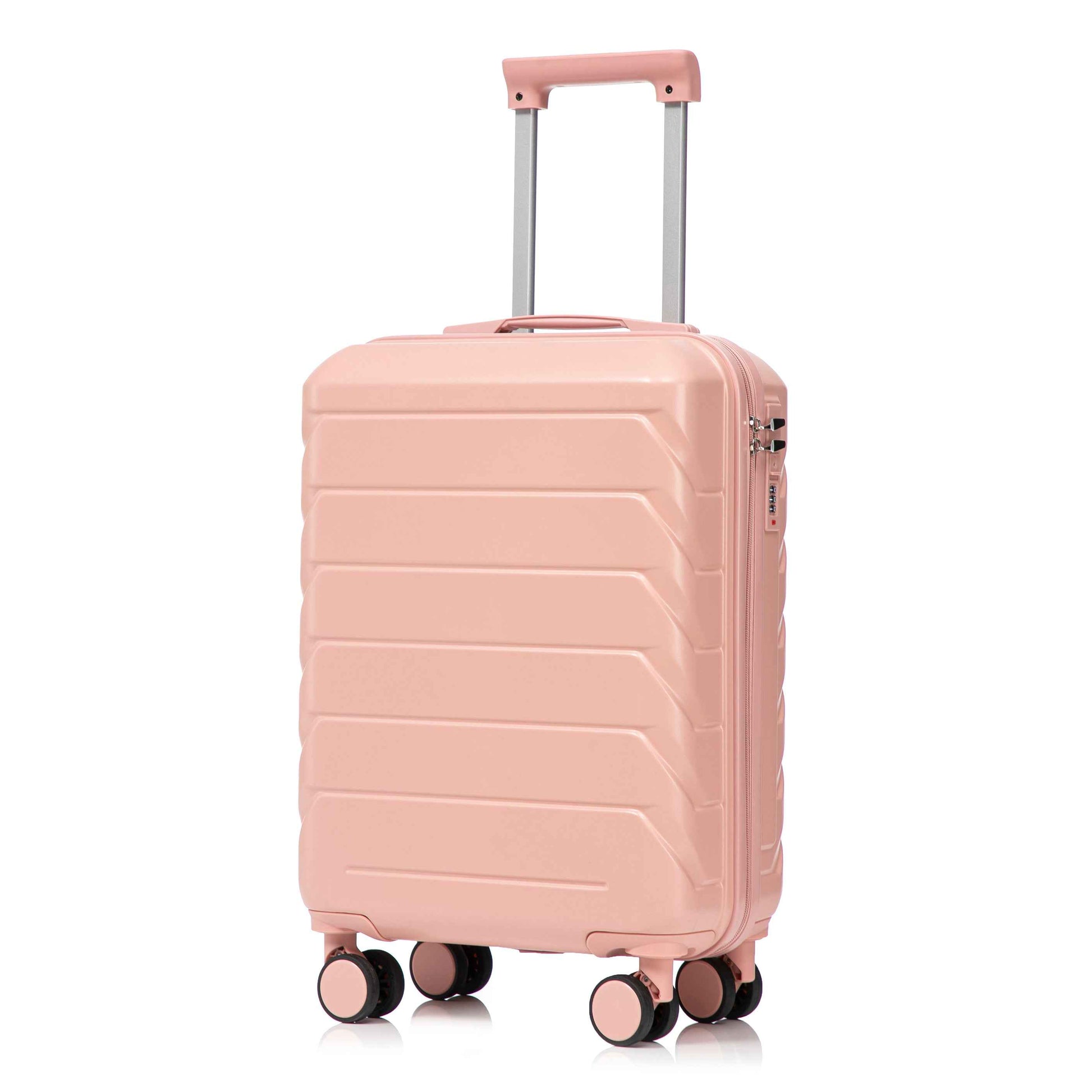 14'/20' 2 pcs/set in ABS Spinner Wheel Luggage, with Combination Lock,14' Cosmetic Case (Pink)