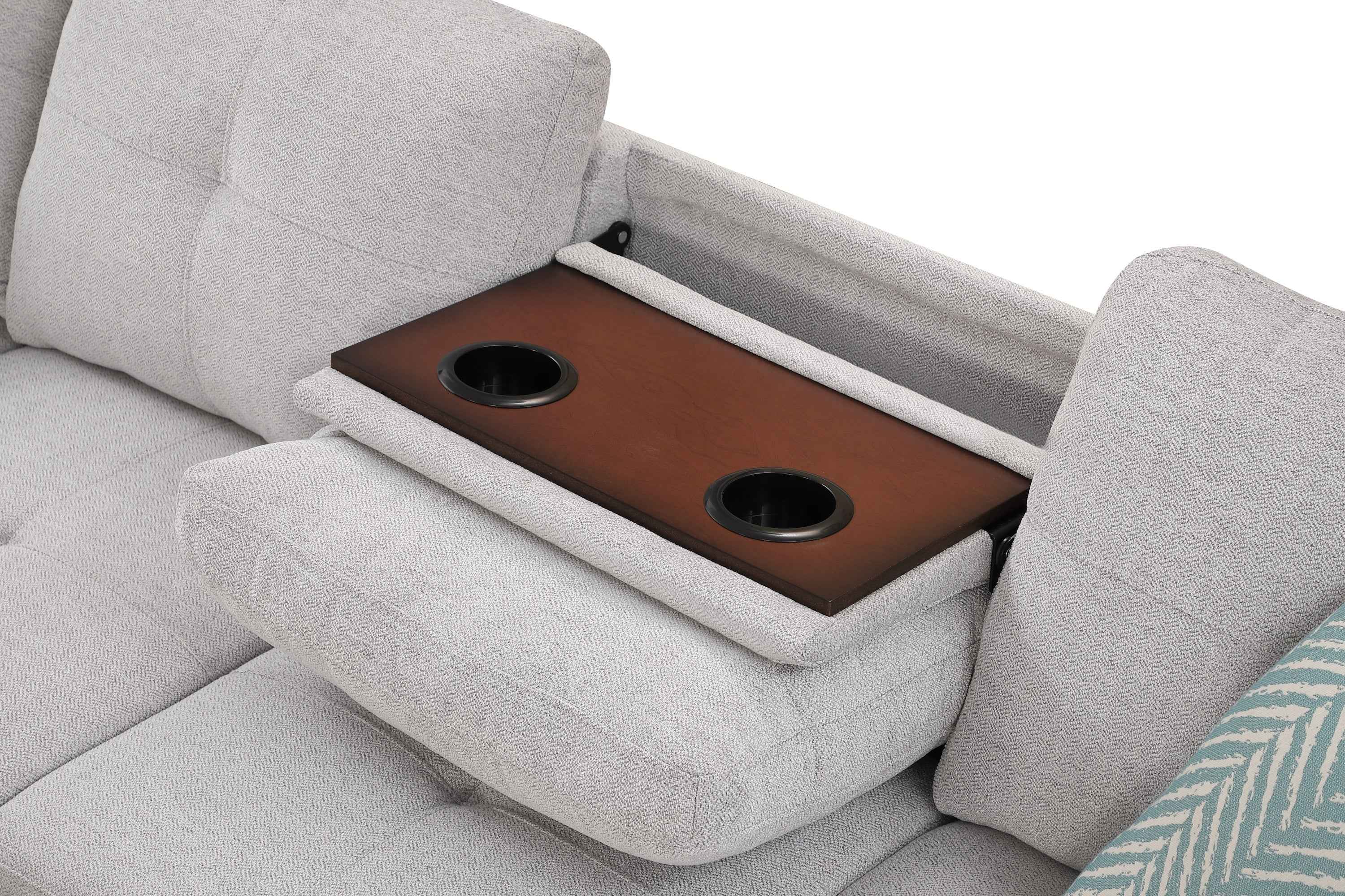 Accent Pillow - Equipped Sectional Sofa in Light Grey