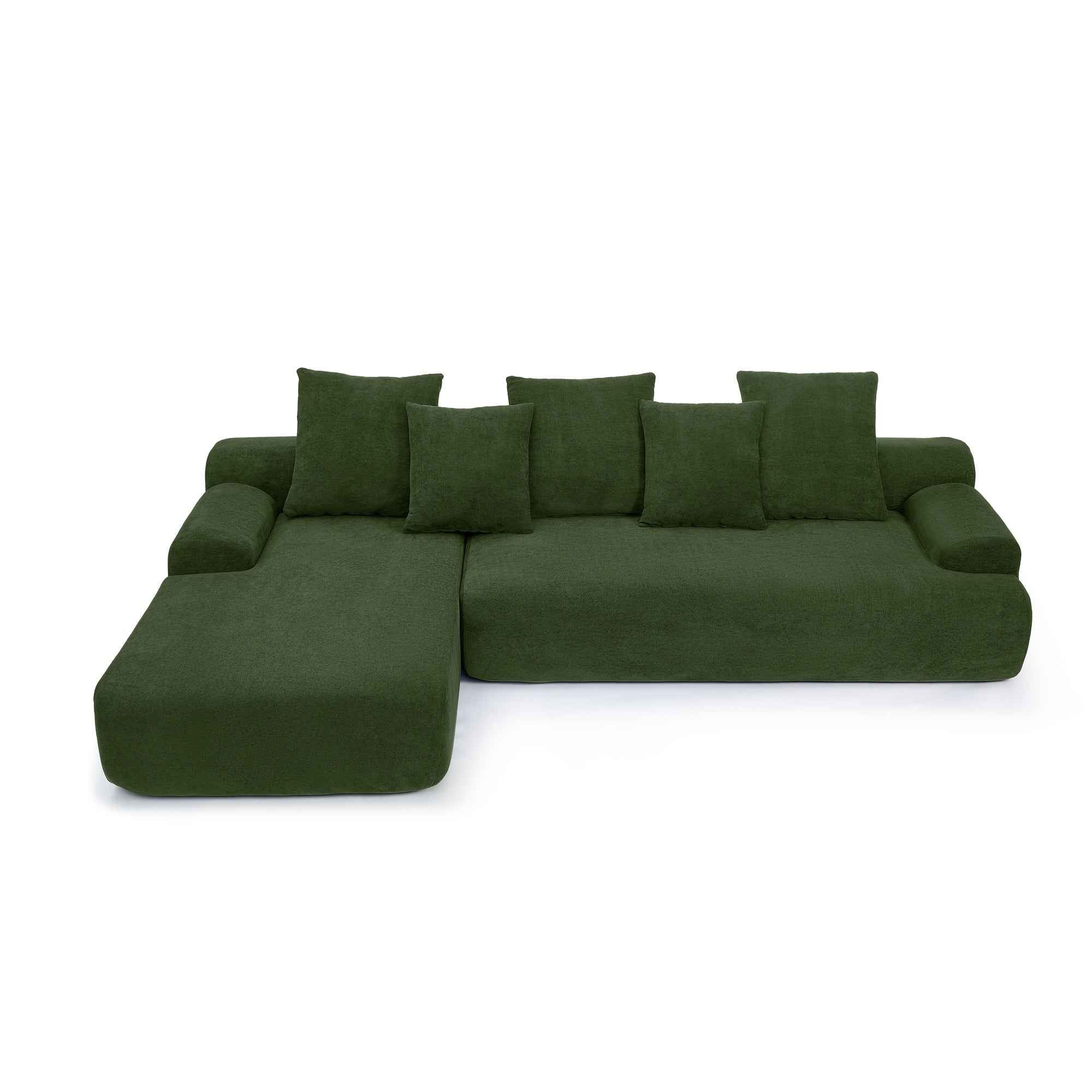 110.25x67'' Modern Upholstered L-Shape Sectional Sofa Couch, Modular Compressed Sofa with Free Combination for Living Room Bedroom, Melange Velvet, Green