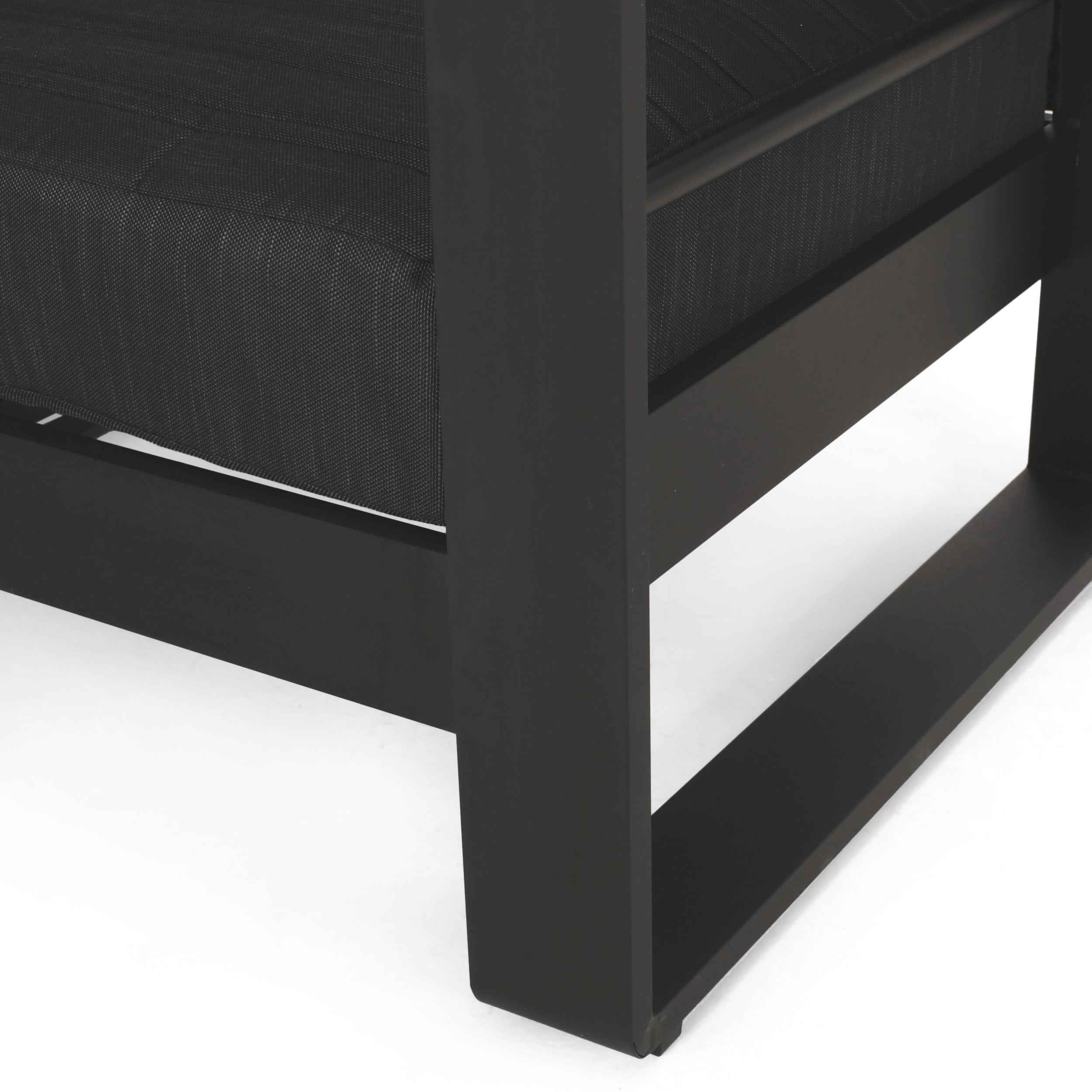 Giovanna Club Chair Set with Aluminum Frame and Water-Resistant Cushions in Black