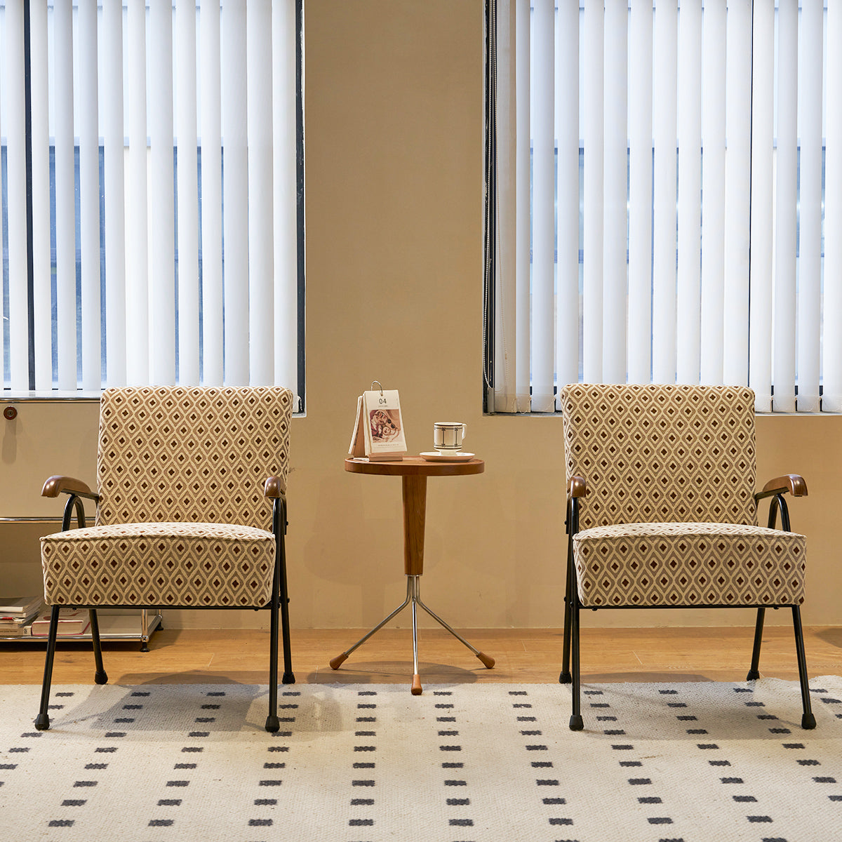 Pattern Colorful Fabric Armchair, Modern Accent Chair High Back, Living Room Chairs with Metal Legs and Soft Padded, Sofa Chairs for Home Office,Bedroom,Dining Room - Abrihome