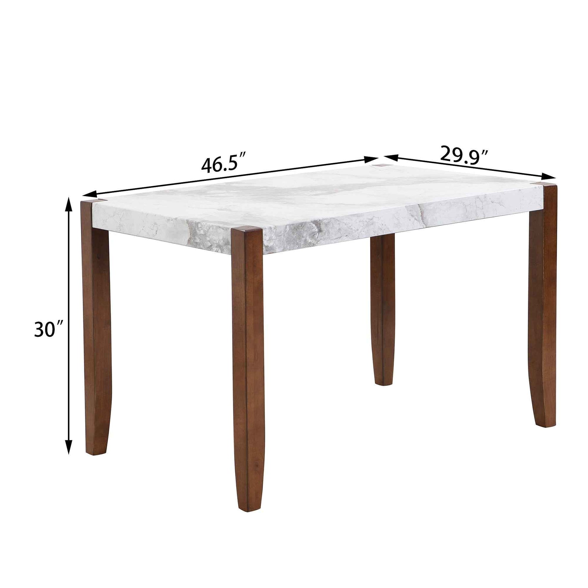 46.5' Modern Dining Table, Rectangular Faux Marble Style Table with Sturdy Wood Legs, Easy to Clean Rectangular Kitchen Table for Dining Room, Living Room, Easy Assembly( OLD SKU: WF321684AAK)