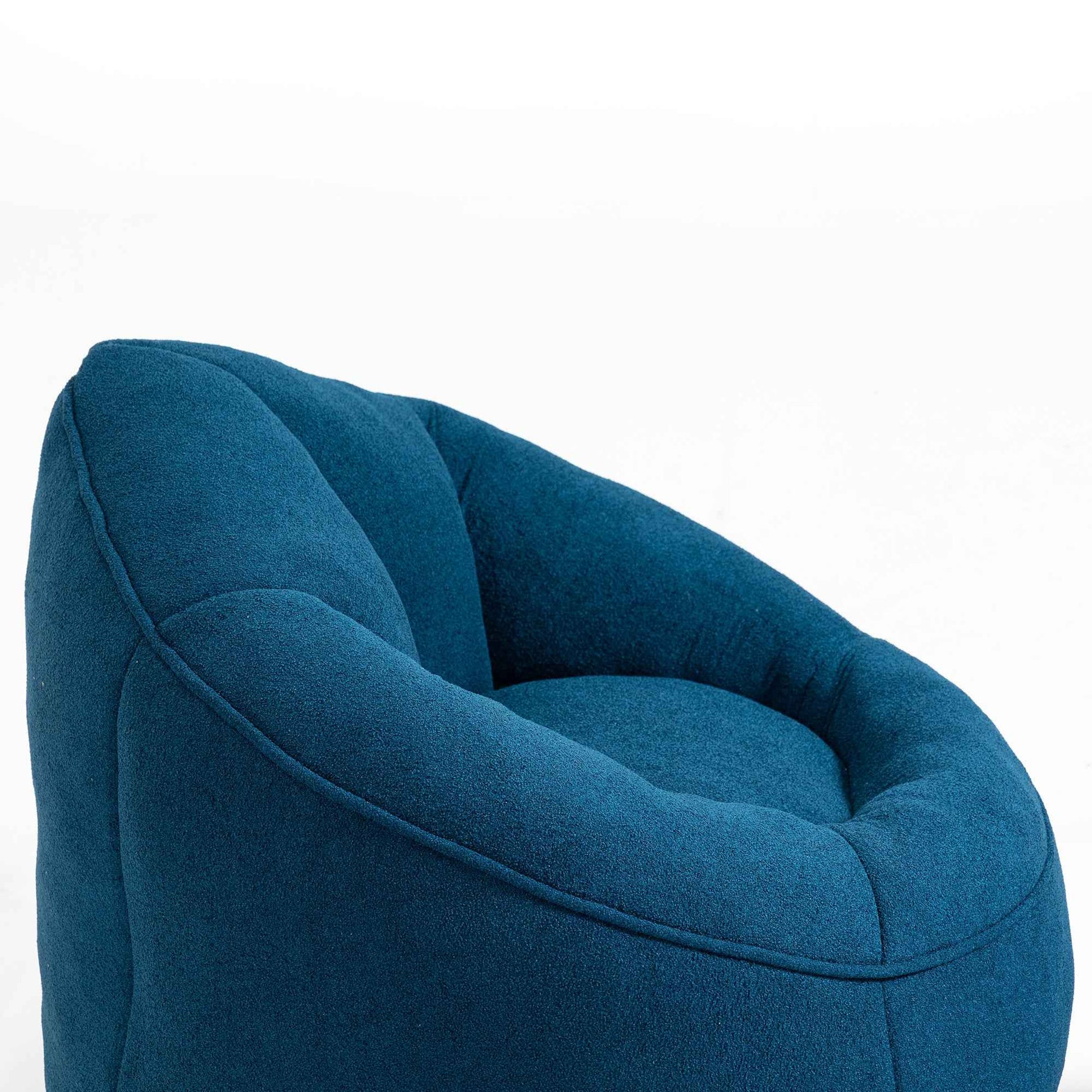 Bedding Bean Bag Sofa Chair with High-Pressure Foam and Footrest, Blue Microfiber