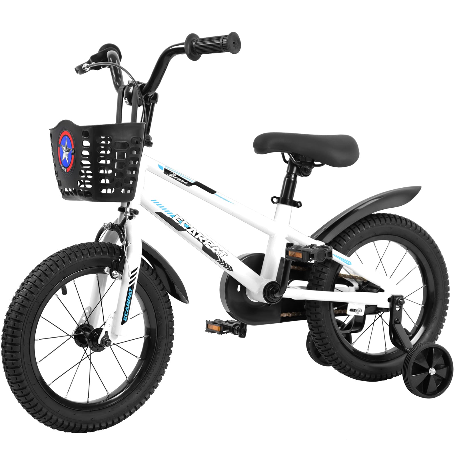 Kids Bike  16 inch for Boys & Girls with Training Wheels,  Freestyle Kids' Bicycle with Bell,Basket and fender.