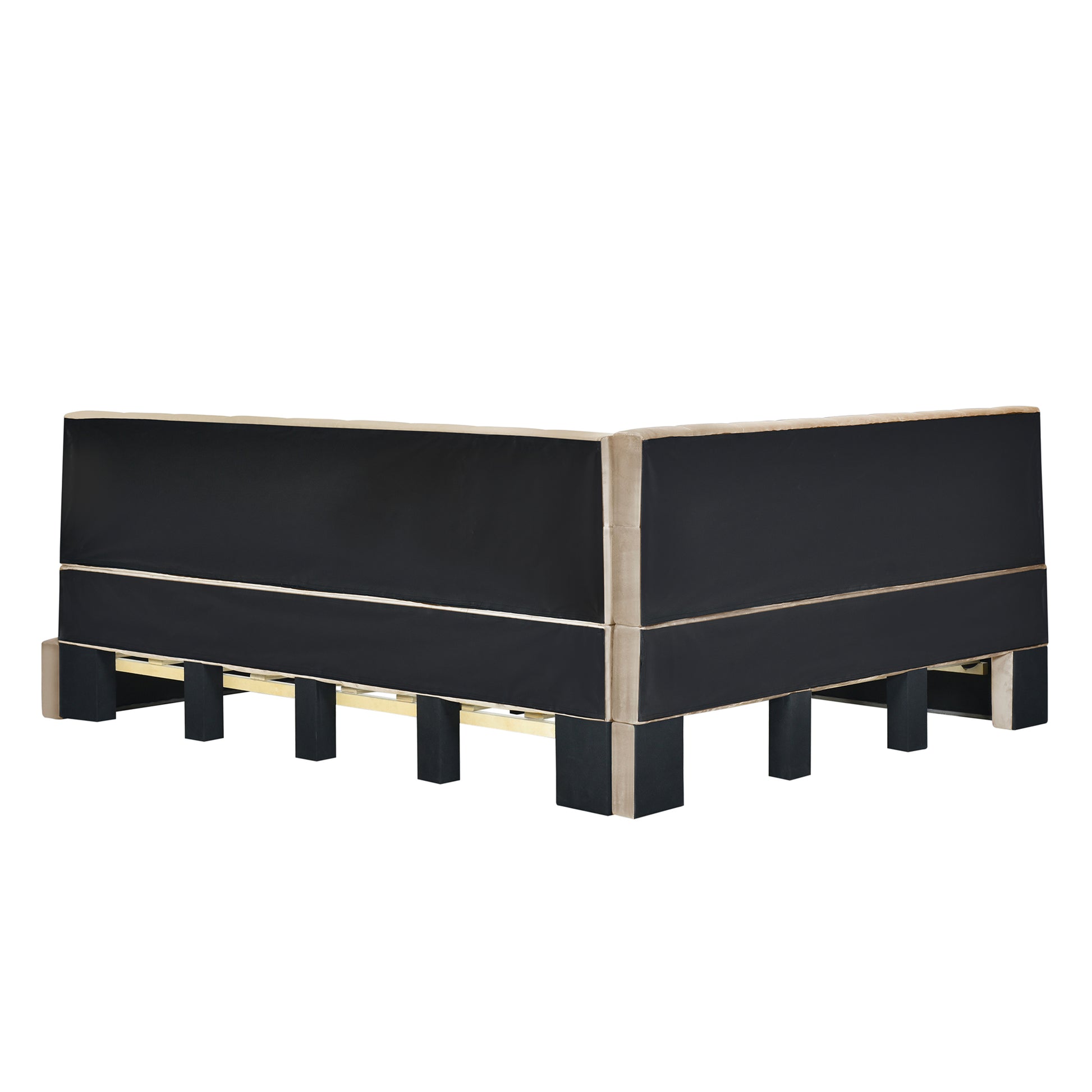 Full Size Upholstered Daybed/Sofa Bed Frame-Beige, Velvet - Abrihome