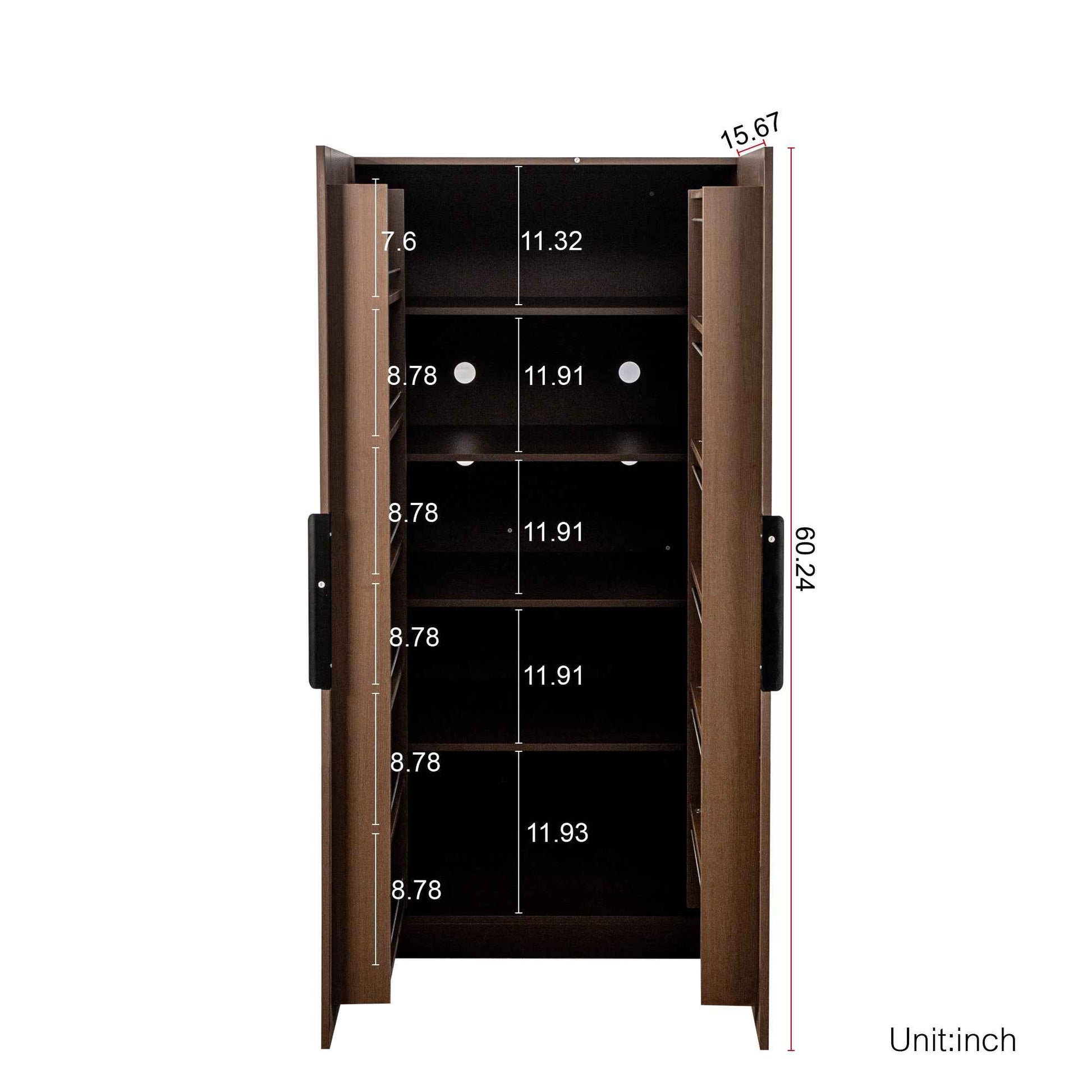 62.99in Kitchen Pantry Cabinet, Walnut  Freestanding Buffet Cupboards Sideboard with Doors &  Shelves, Kitchen Pantry Storage Cabinet for Kitchen, Living Room and Dinning Room
