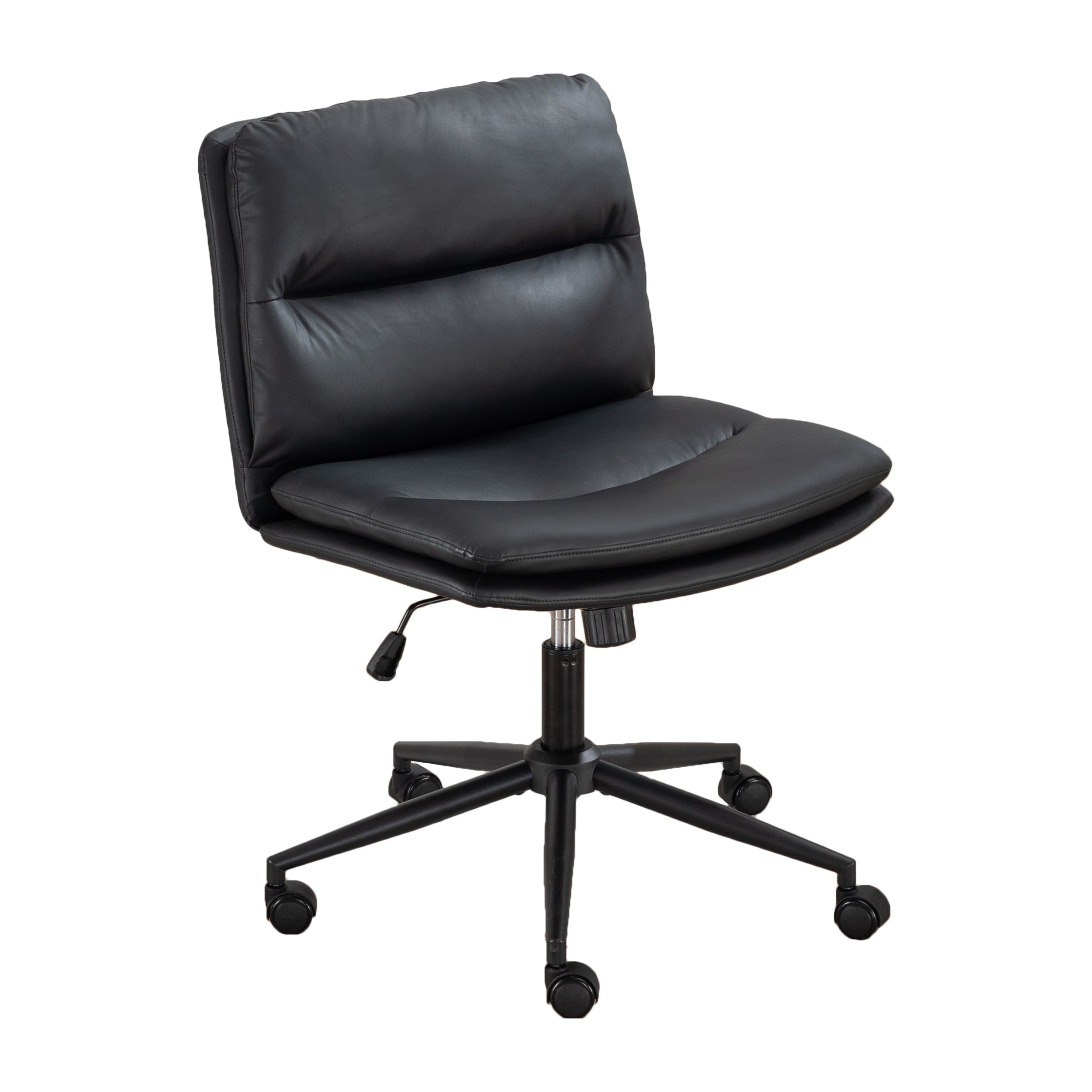 Bizerte Adjustable Swivel Criss-Cross Chair, Wide Seat/ Office Chair /Vanity Chair, Black