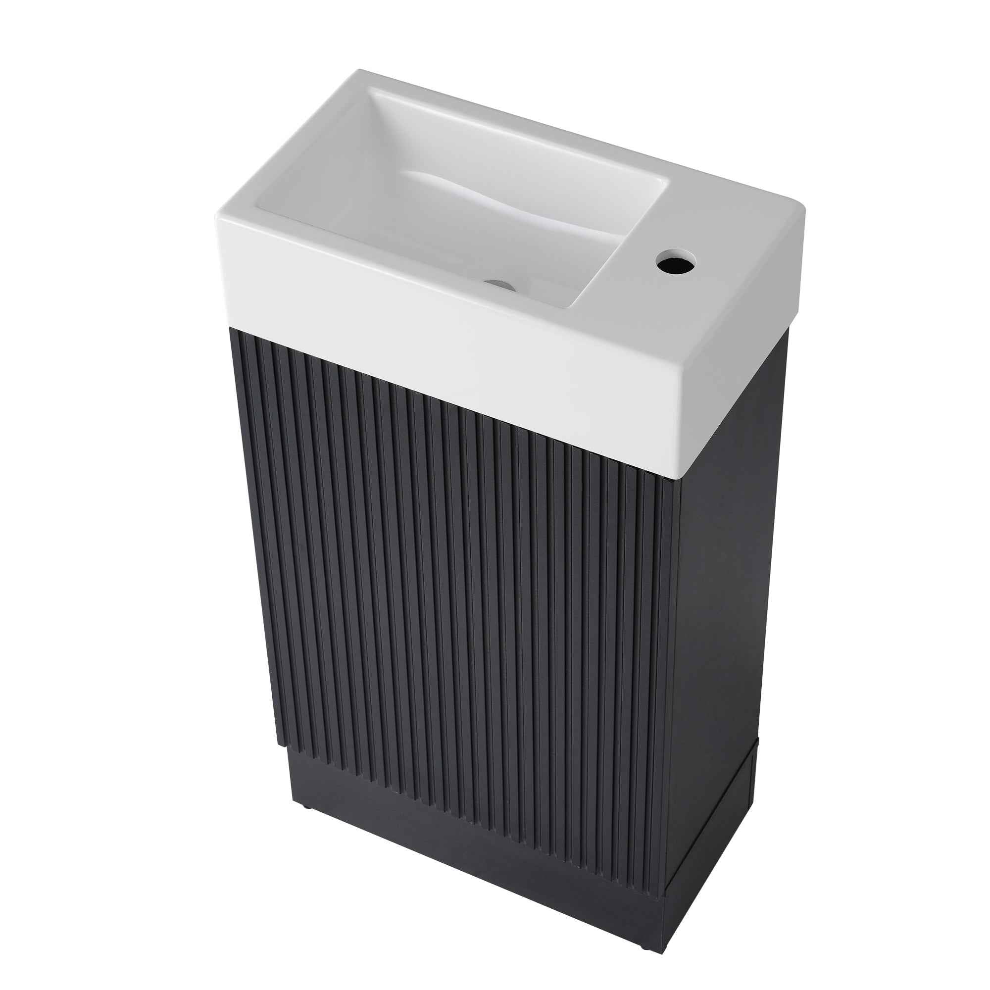 18.6' Bathroom Vanity with Sink, Bathroom Vanity Cabinet with Two-tier Shelf, Left or Right Orientation, Black (WF308491 New Color)