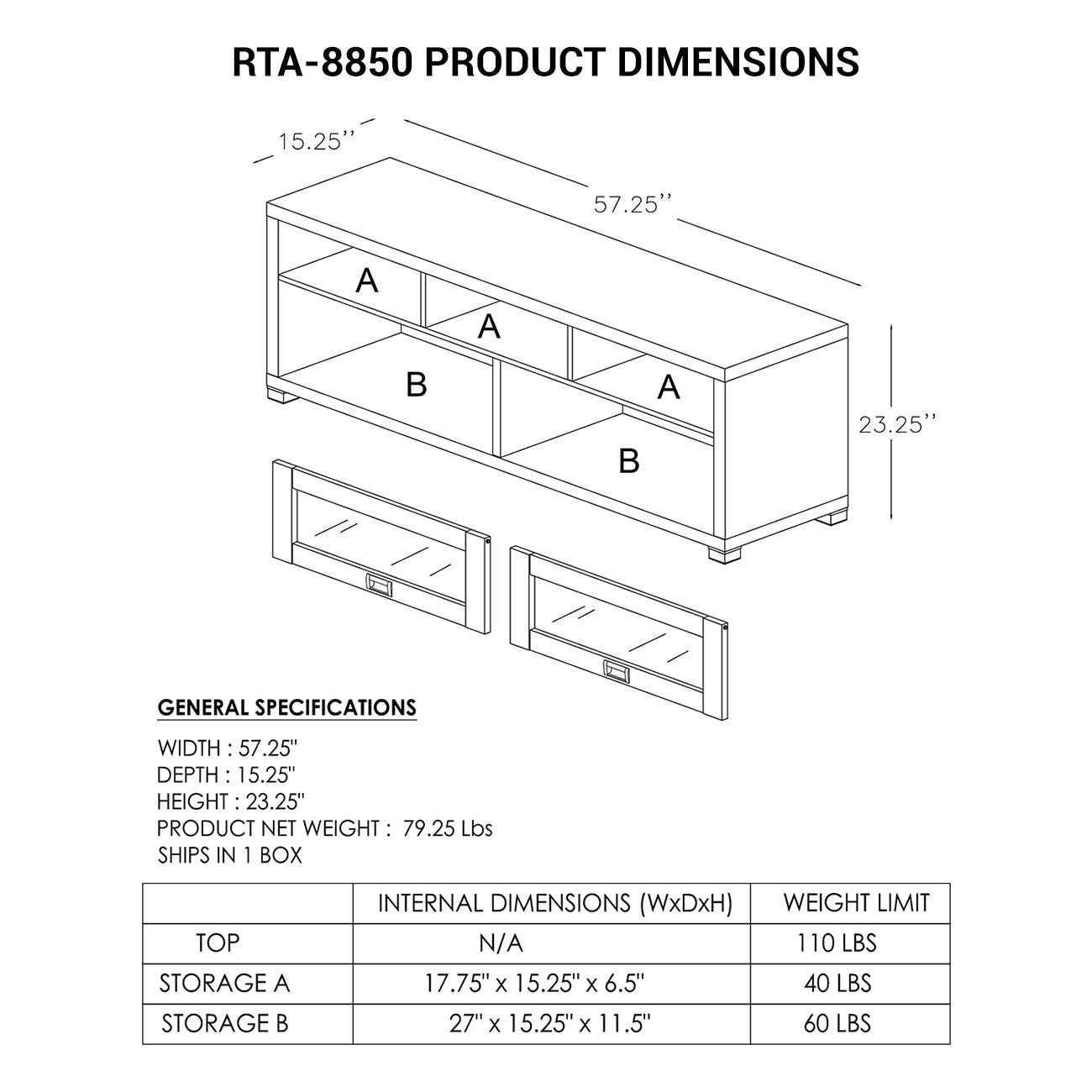 Durbin TV Stand for TVs up to 65in, Espresso