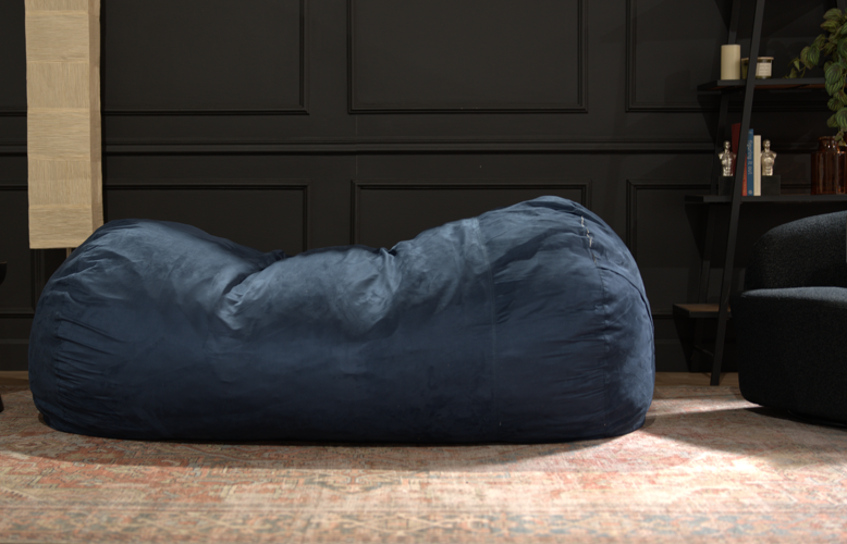 Jasper Traditional 8 Foot Cylindrical Suede Bean Bag, Blue