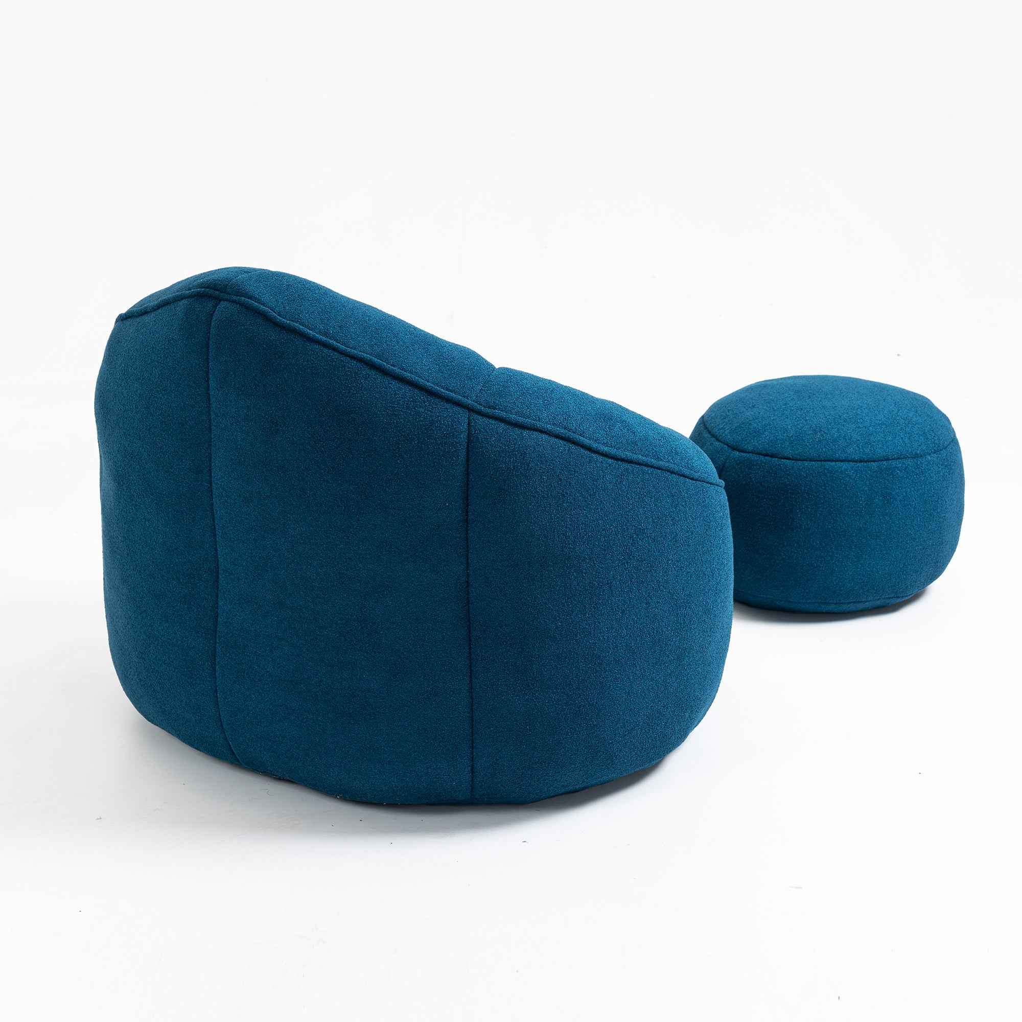 Bedding Bean Bag Sofa Chair with High-Pressure Foam and Footrest, Blue Microfiber