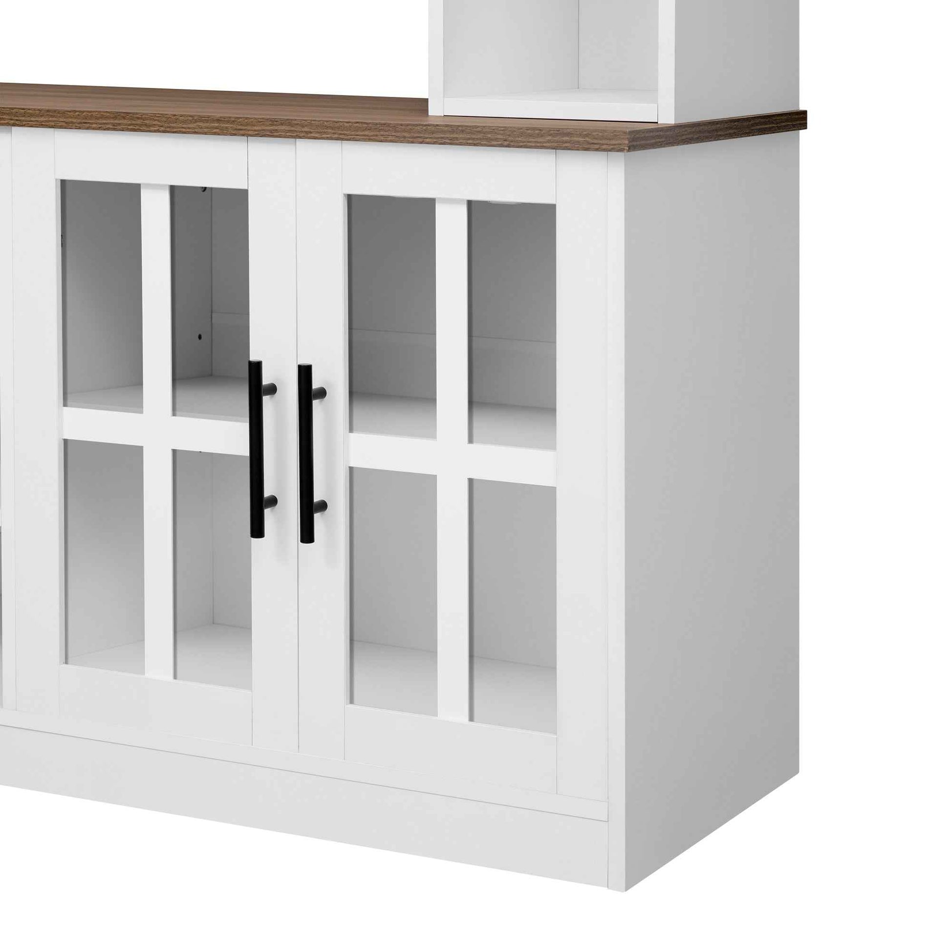 U-Can 95.5' W Wall Unit Entertainment Center with Bookshelves for TVs up to 80', Modern TV Stand Media Console with electric fireplace  Cabinets,  and Adjustable Shelves for Living Room