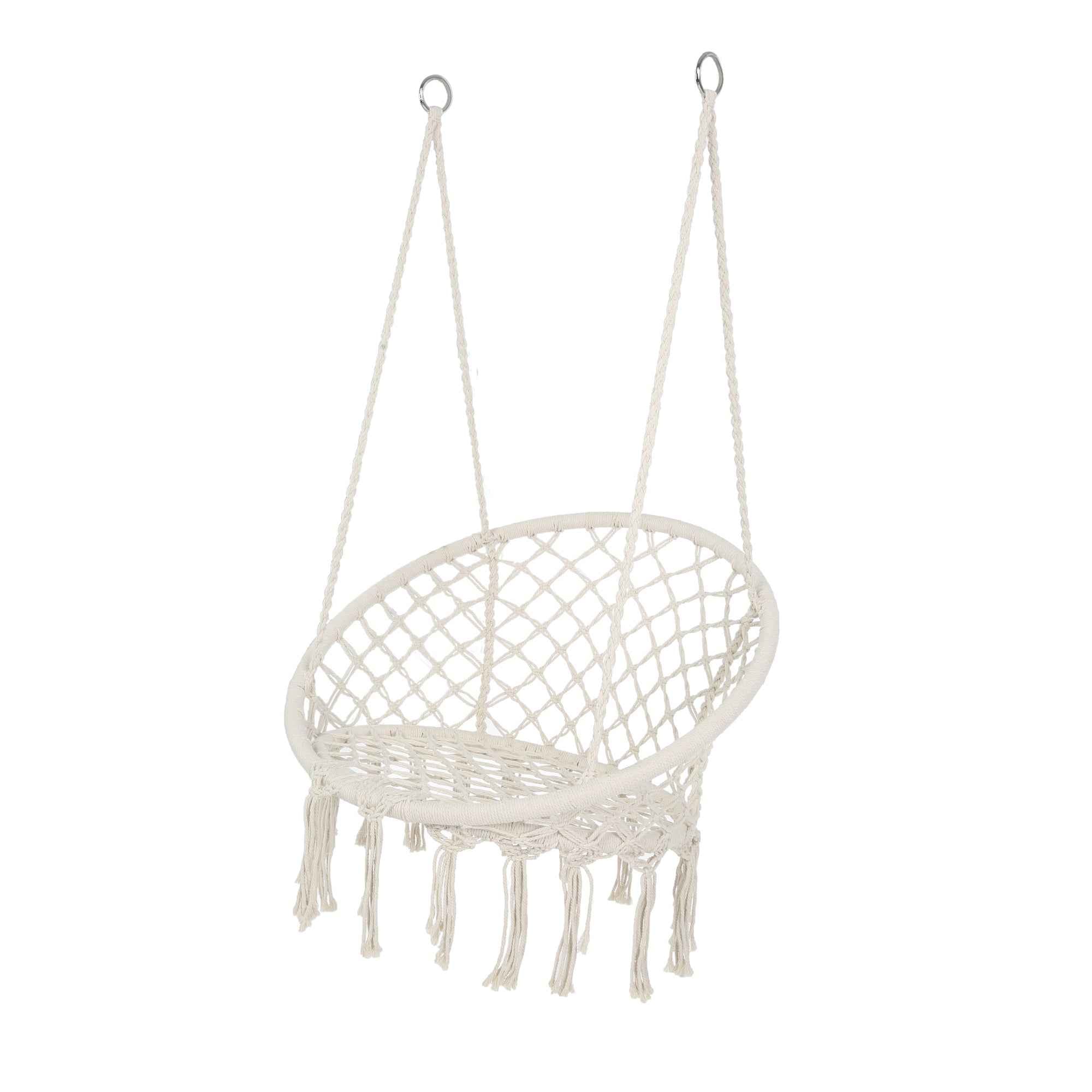 Macrame Hanging Hammock Chair, Cotton Rope Swing for Indoor and Outdoor Use, 330 lbs Capacity