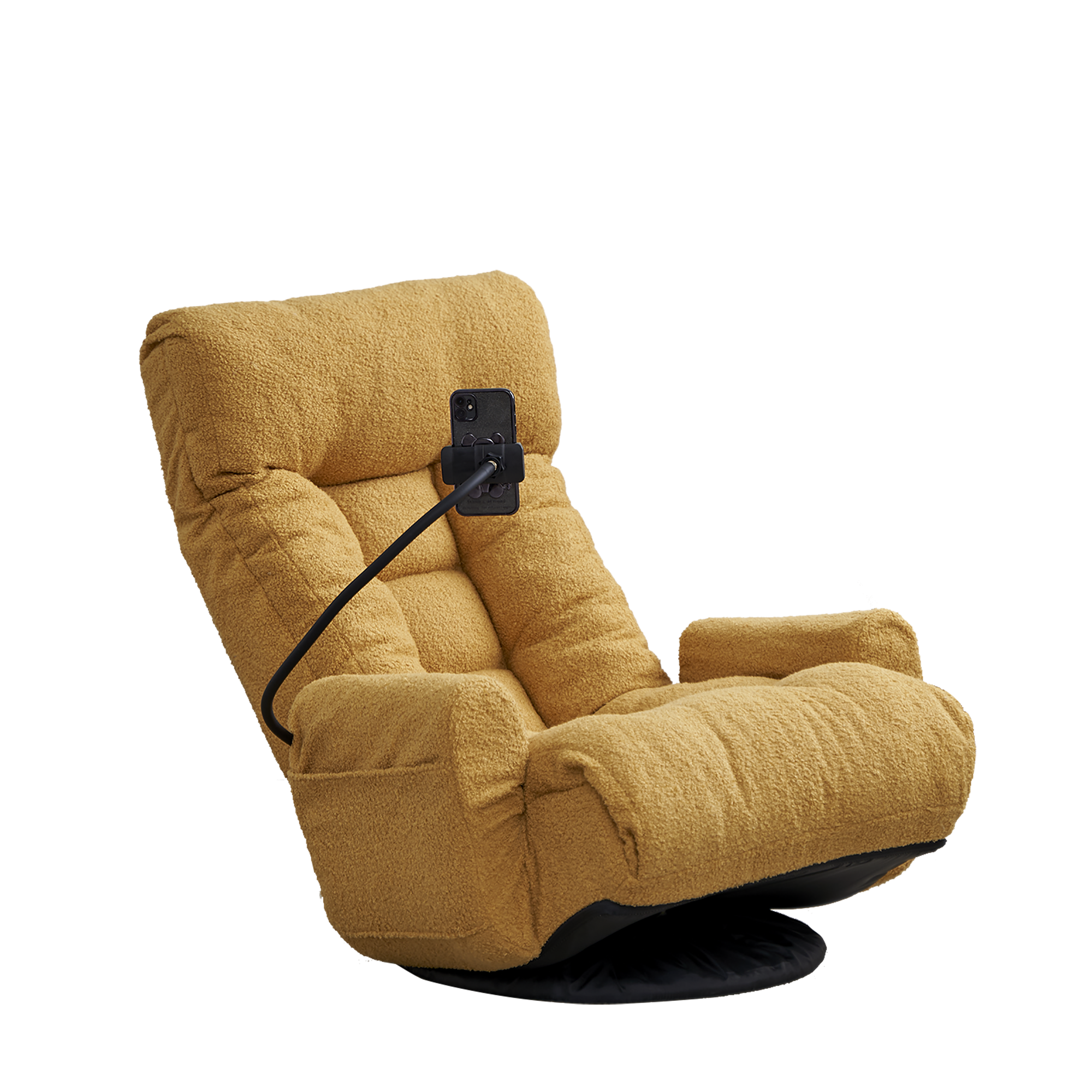 Adjustable Yellow Swivel Lounge Chair with 360-Degree Rotating Seat and Headrest Support, Leisure Chair Deck Chair - Game Chair for Living Room