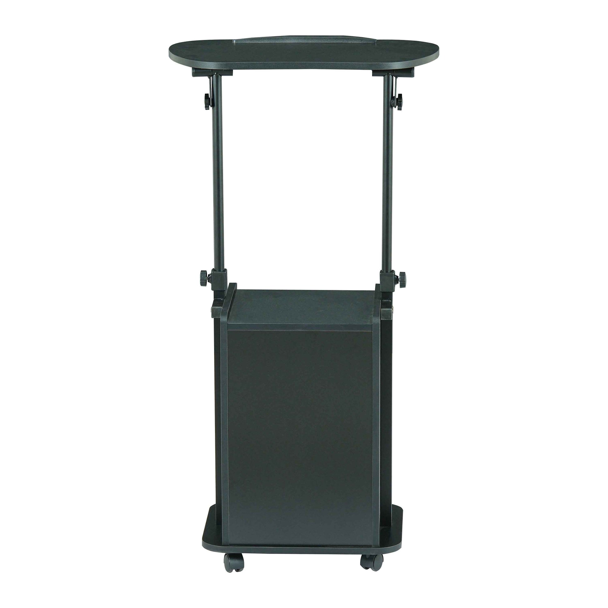 Techni Mobili Sit-to-Stand Rolling Adjustable Laptop Cart With Storage, Black