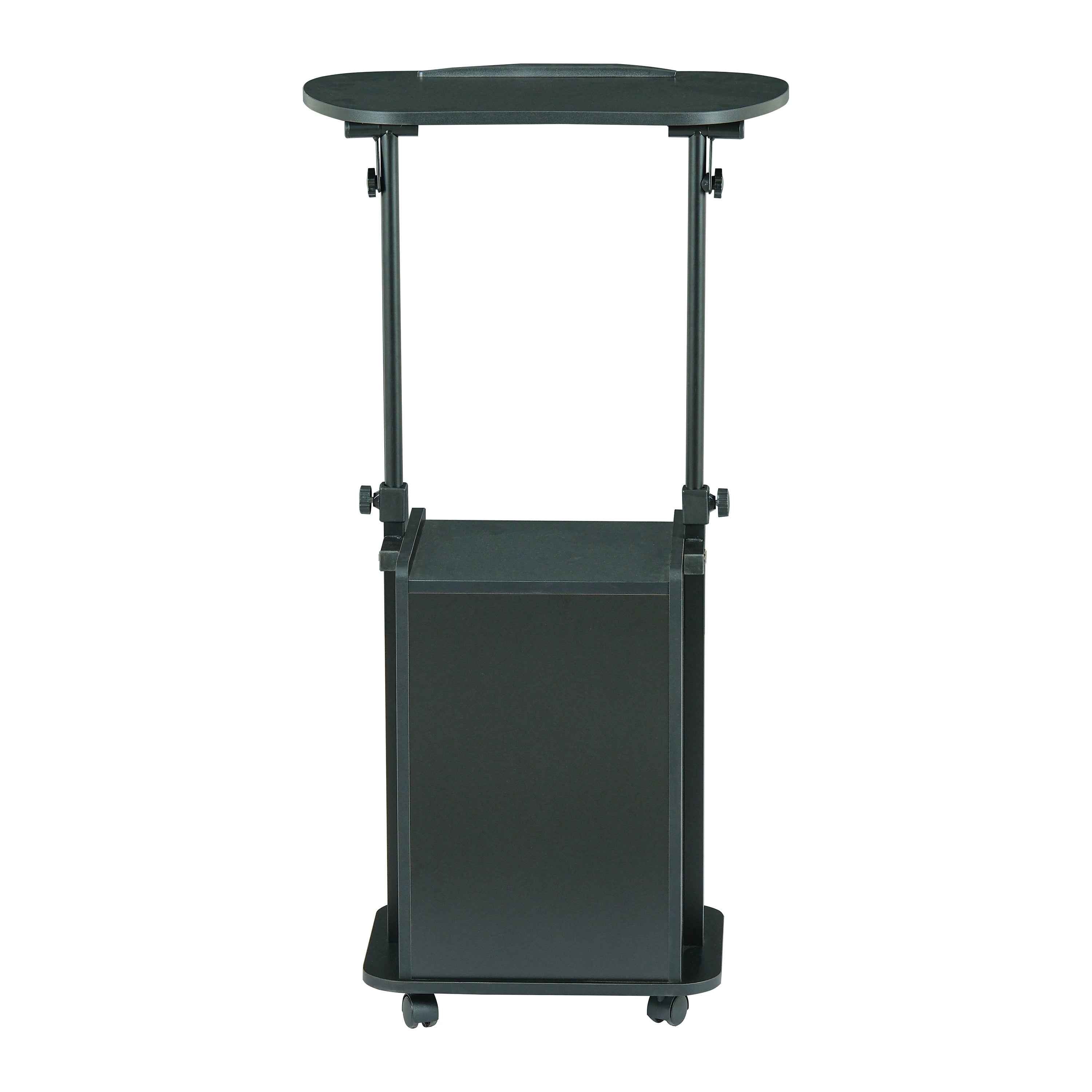 Techni Mobili Sit-to-Stand Rolling Adjustable Laptop Cart With Storage, Black