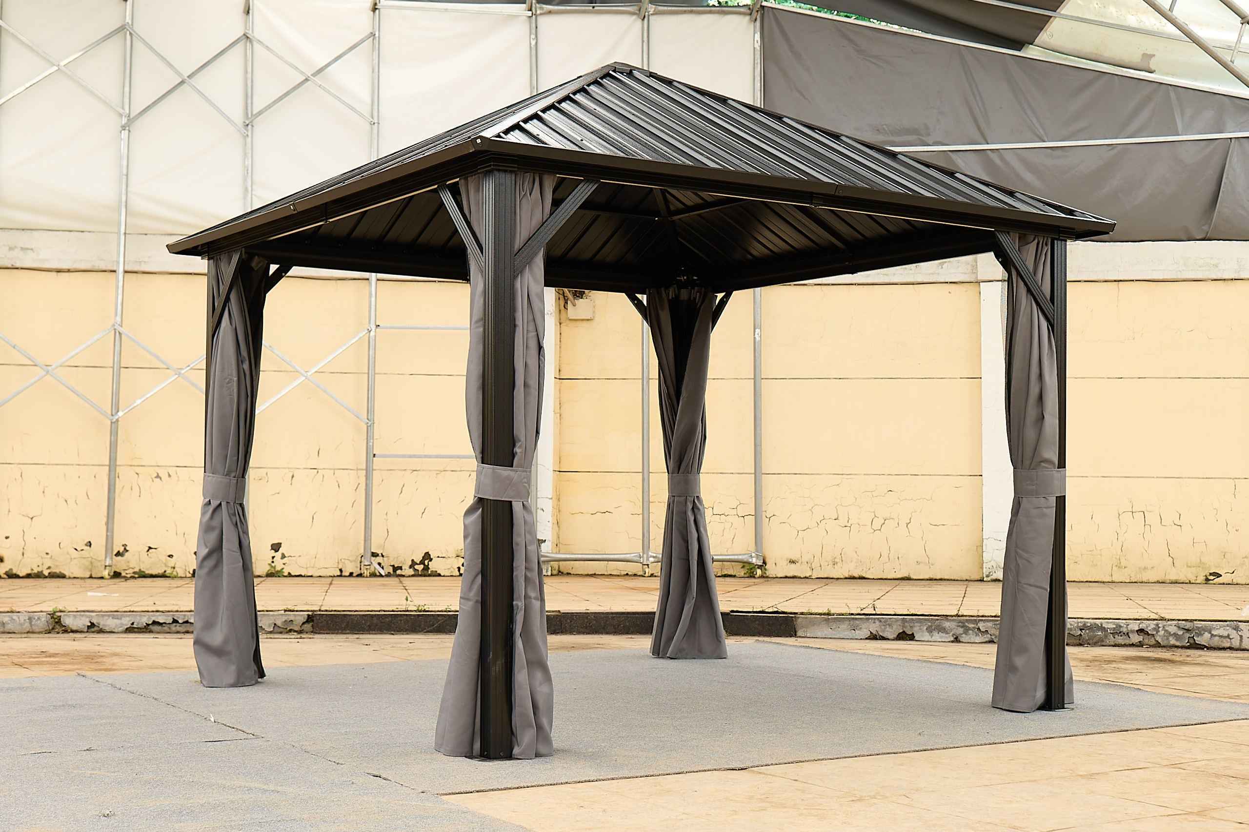 10*10FT patic gazebo,aluminum gazebo with steel canopy,Outdoor Permanent Hardtop Gazebo Canopy for Patio, Garden, Backyard
