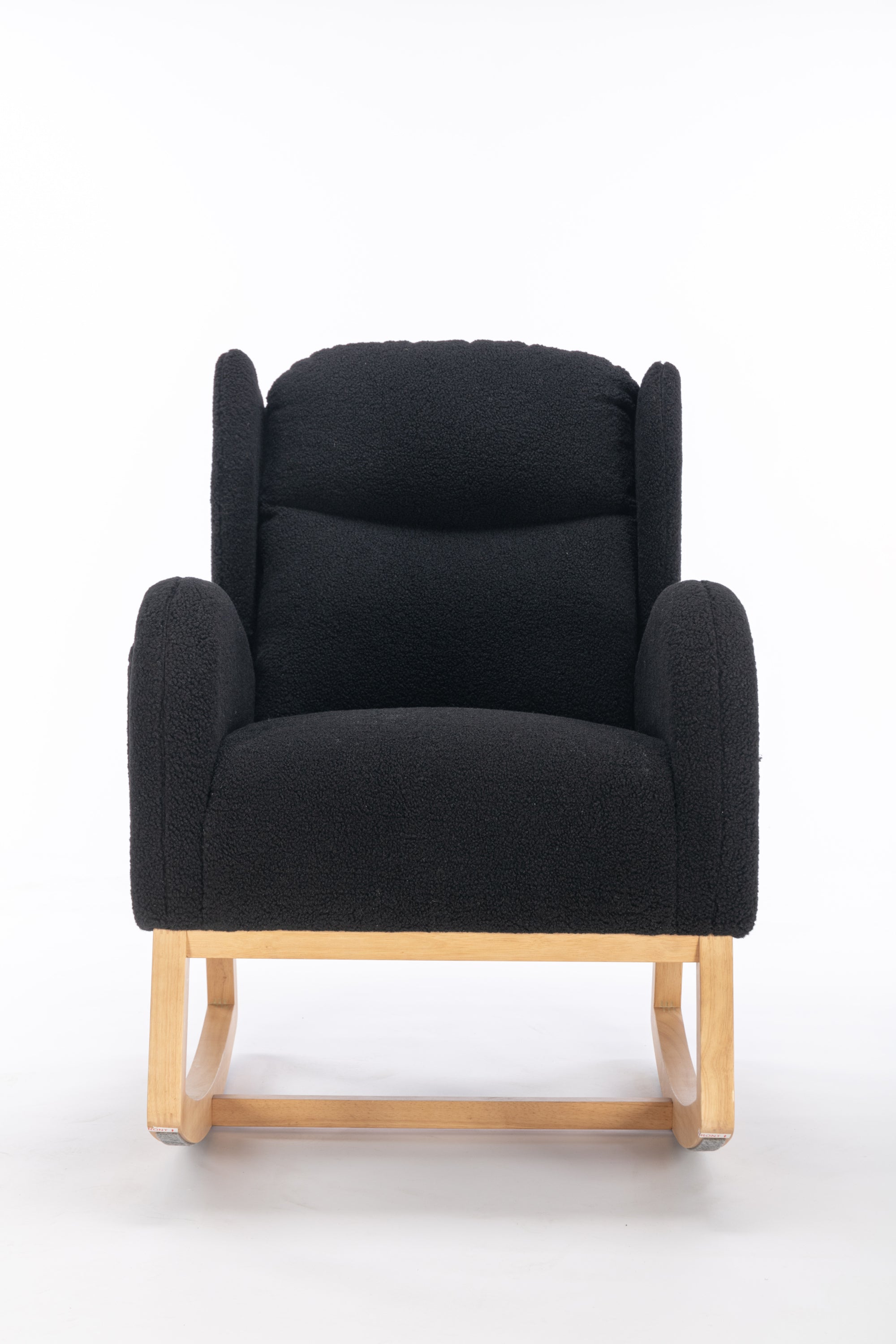 049-Teddy Fabric Rocking Chair With Packet Wood Legs,Black