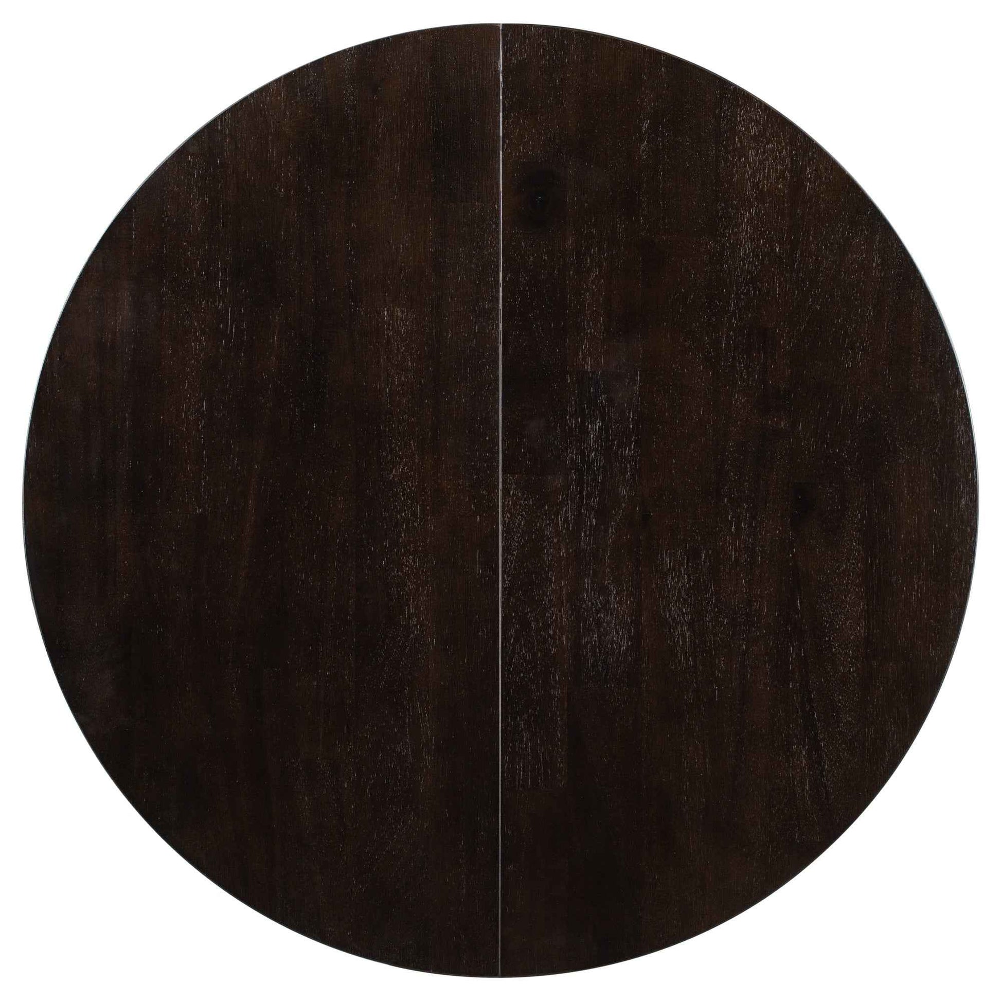 Gia Round Extendable Dining Table with 16' Leaf Wood, Espresso