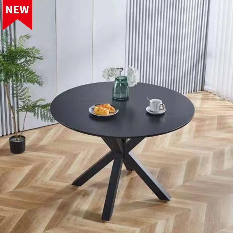 42.1"BLACK Table Mid-century Dining Table for 4-6 people With Round Mdf Table Top, Pedestal Dining Table, End Table Leisure Coffee Table,cross leg