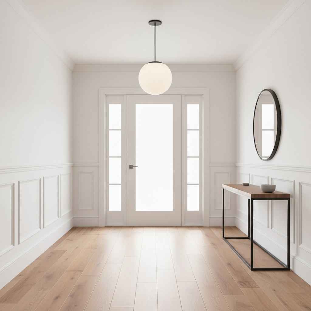 10 inch Diameter Etched White Glass Globe Integrated LED Pendant